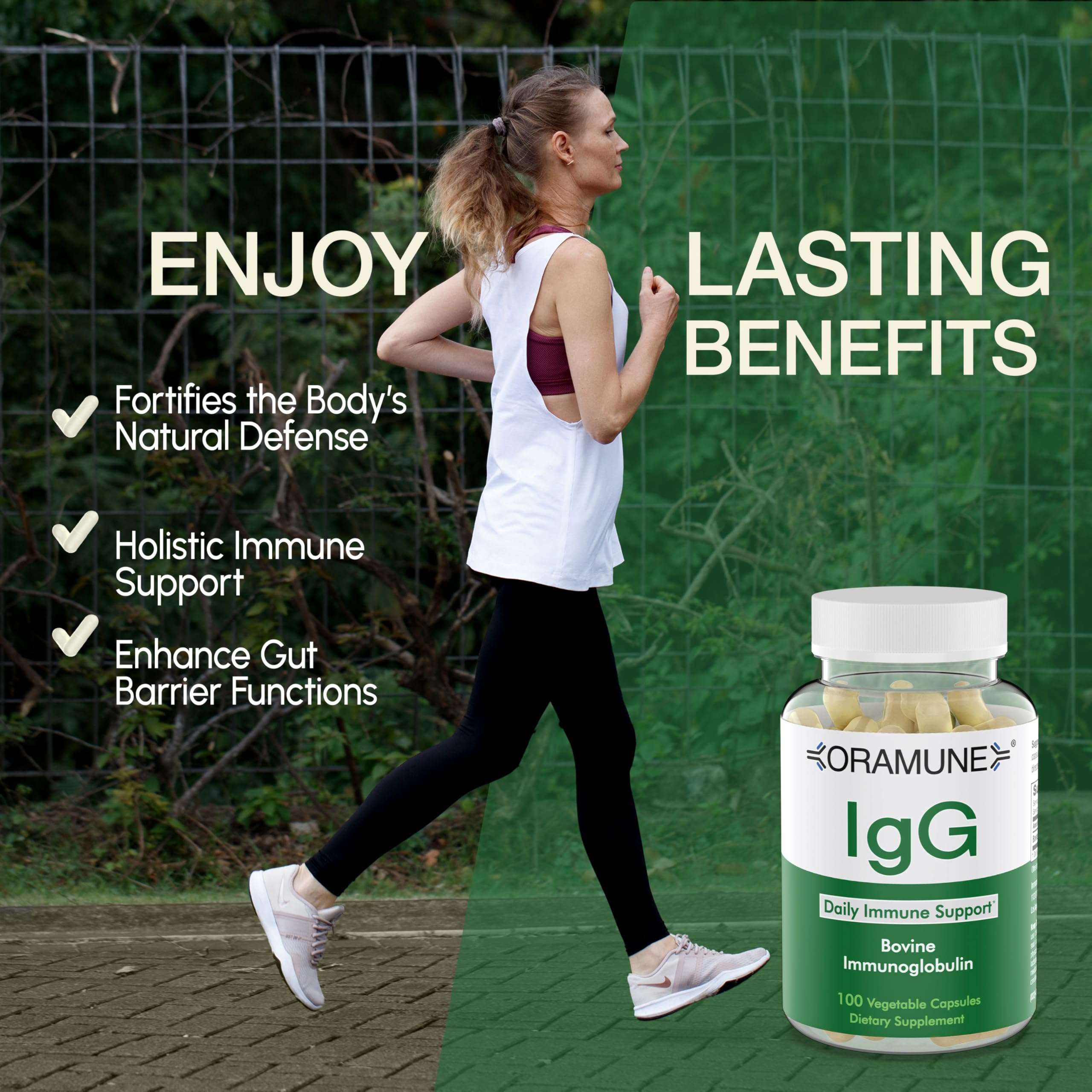 Oramune Support: IgG Colostrum Immunoglobulin 500mg | Transfer Factor & 100 Capsules