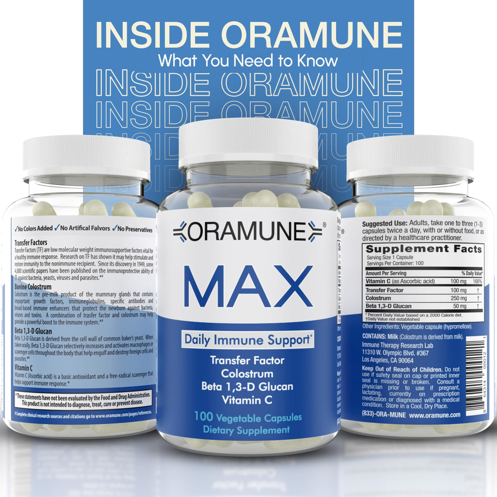 Oramune Max Immune Support — Transfer Factor & Colostrum, 100 Caps