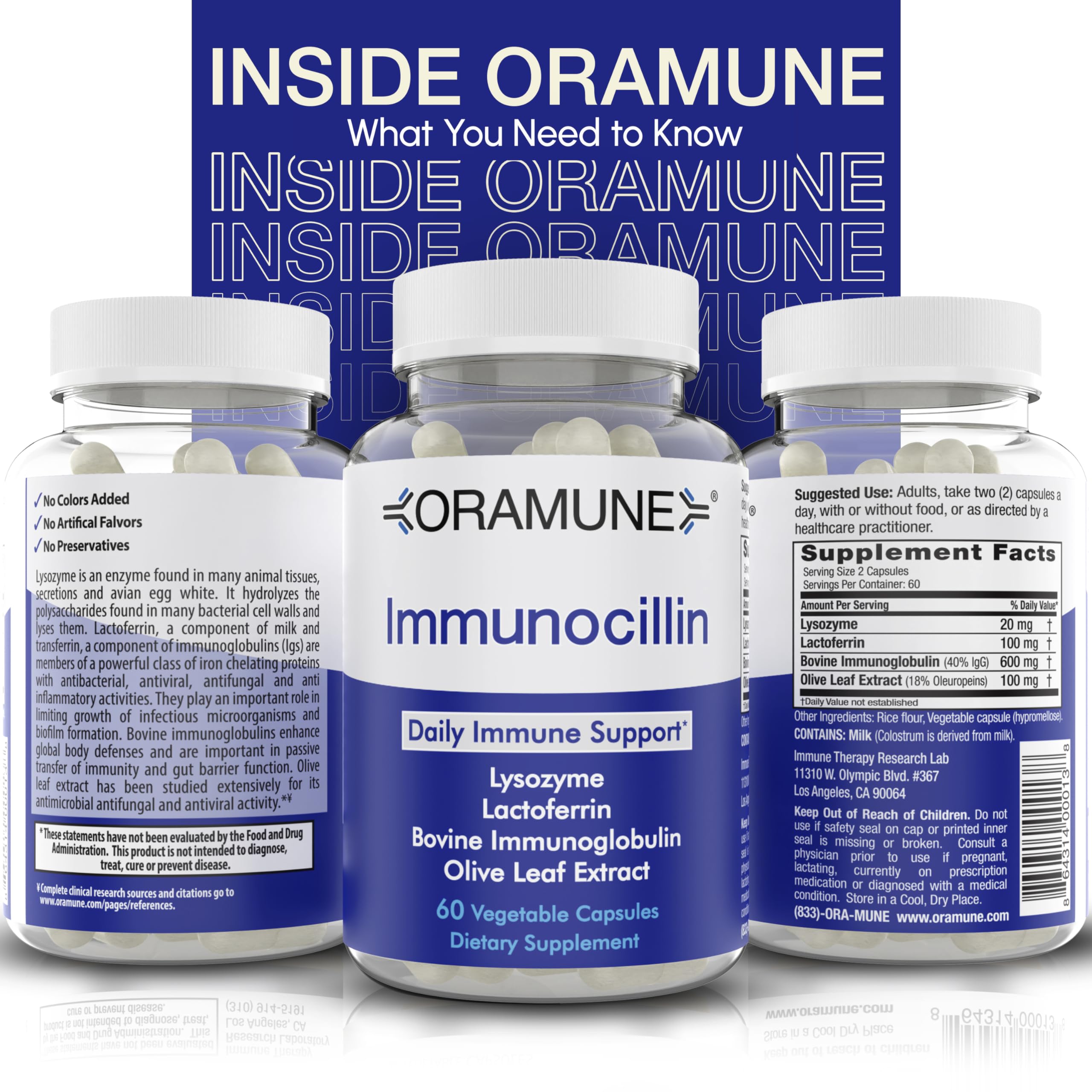 Oramune Support Supplement with Transfer Factor & Pure Colostrum – 60 Capsules