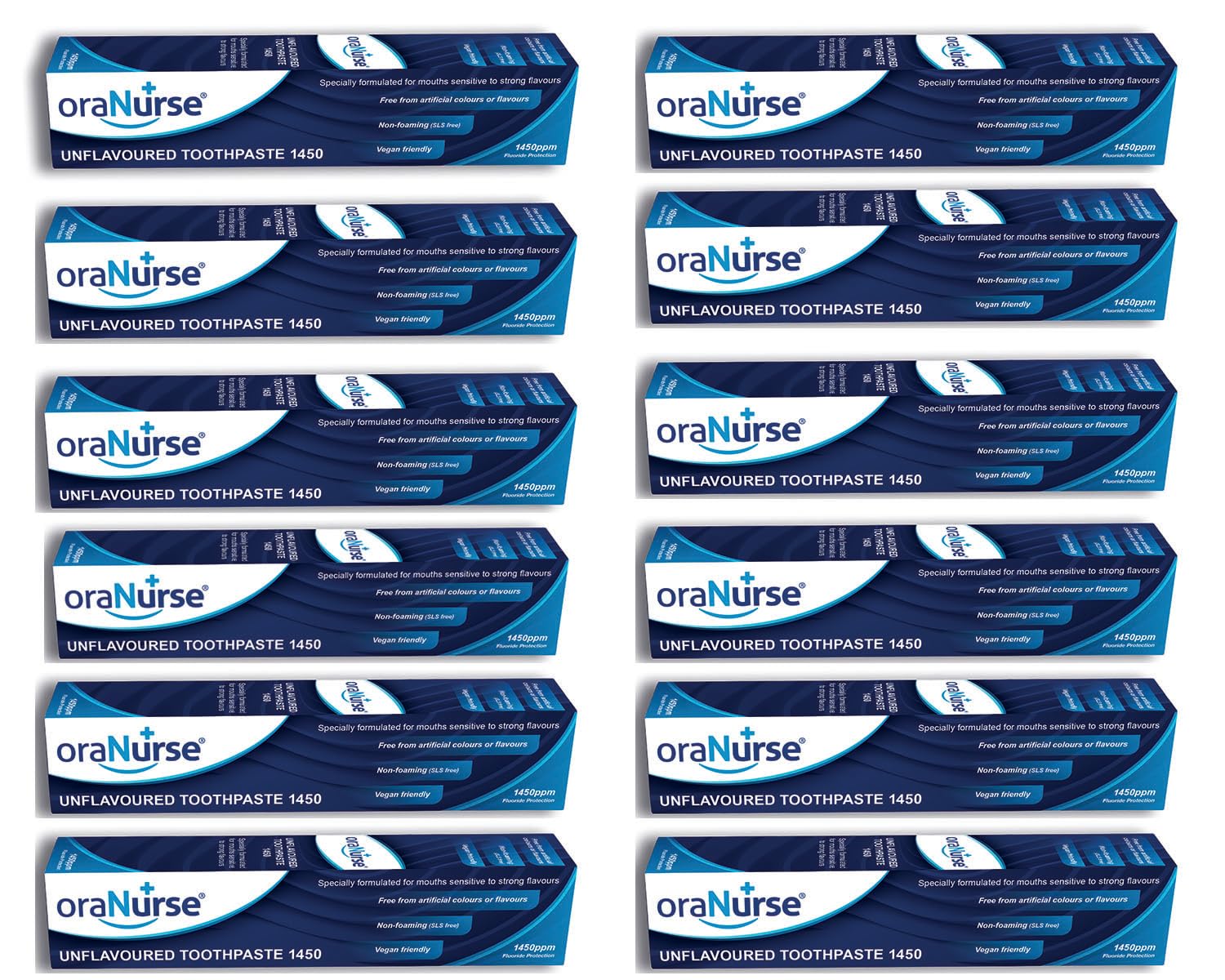 Oranurse 50ml Unflavoured Toothpaste (Pack 12) – 1450ppm Fluoride, SLS Free
