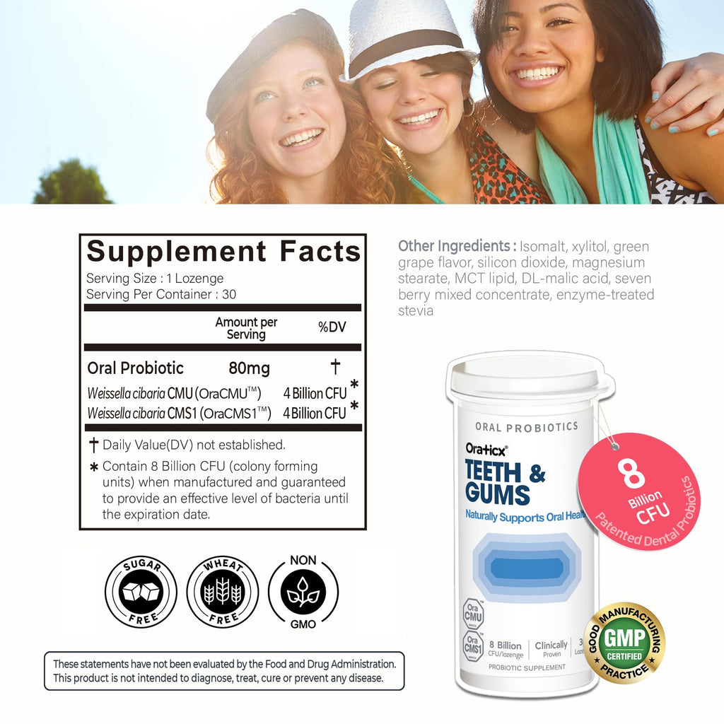 OraTicx Teeth & Gums Oral Probiotics – 8B CFU, Grape Flavor, 30 Lozenges (4-Pack)