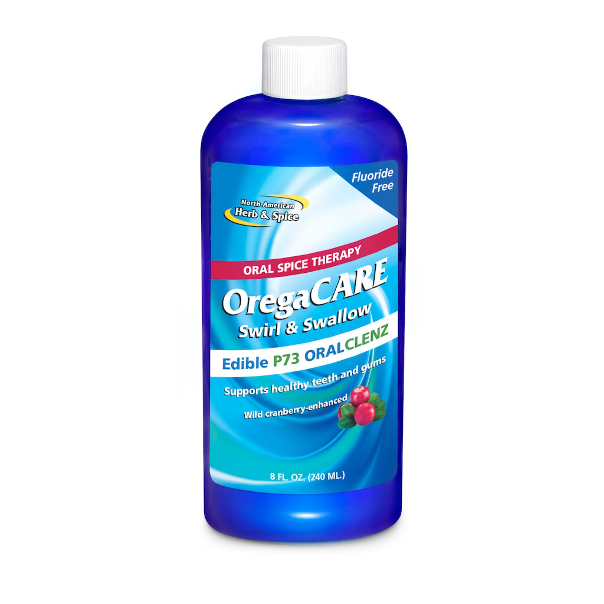 North American Herb & Spice OregaCare Swirl & Swallow Cranberry 8 fl oz – Edible Oregano Oil Mouthwash