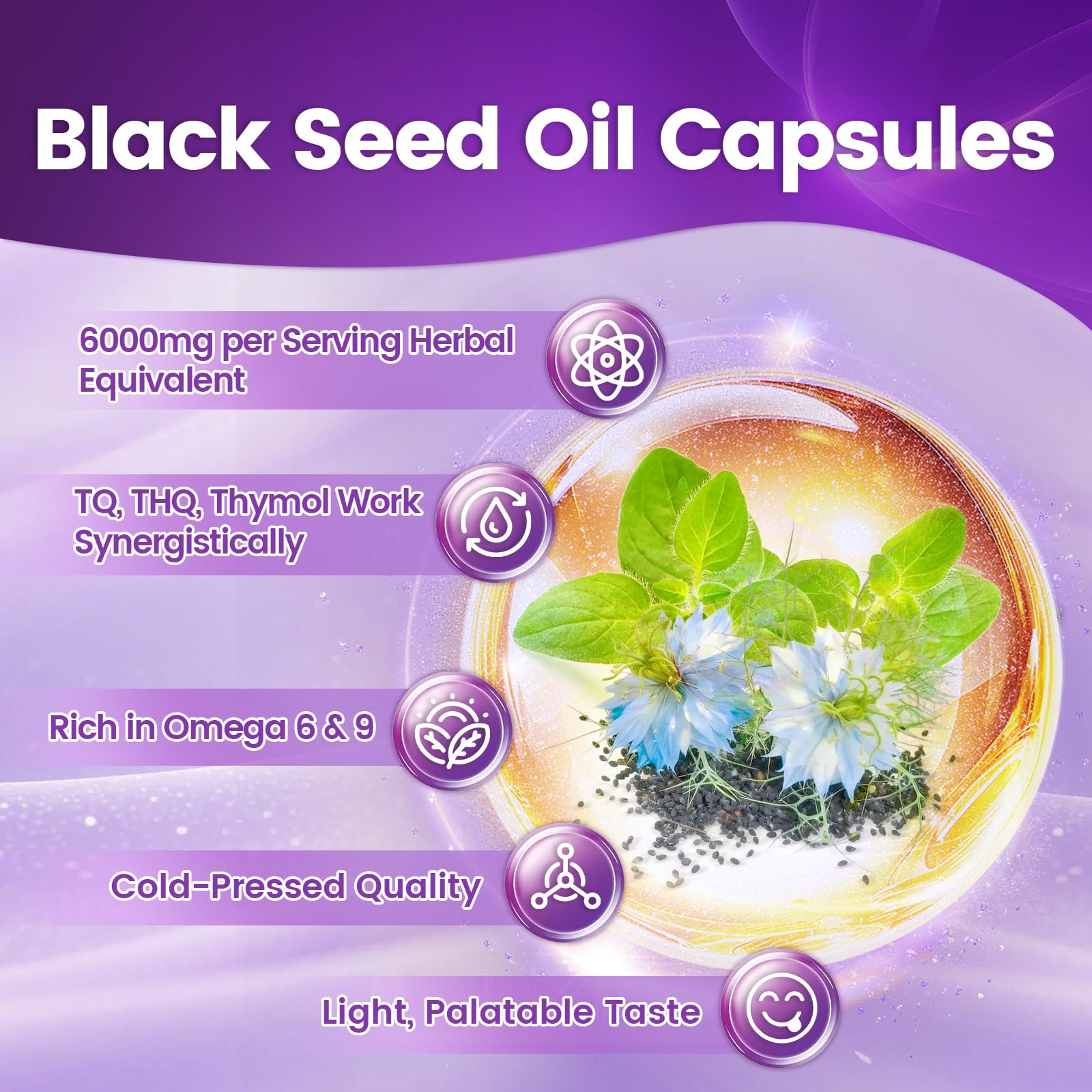 VivoNu Black Seed Oil Capsules – 6000mg, 300 Count | 9-in-1 Immune Support