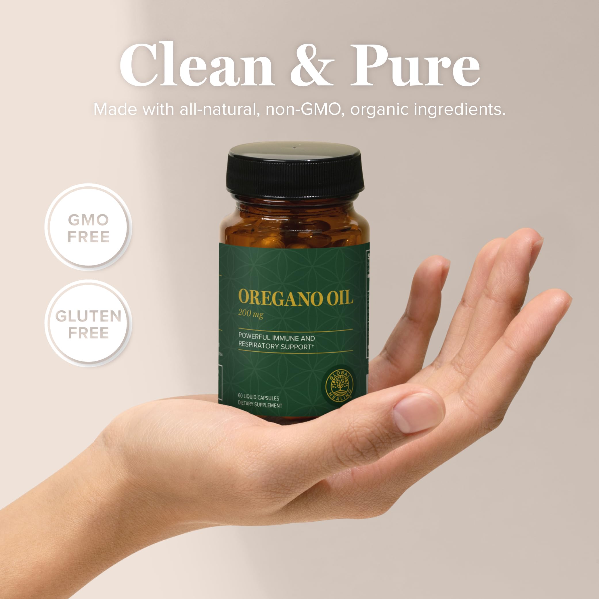 Global Healing Center Oregano Oil Capsules with Organic Ingredients & Cayenne Pepper | Immune Support, Respiratory Health, Digestive Wellness (60 Count)
