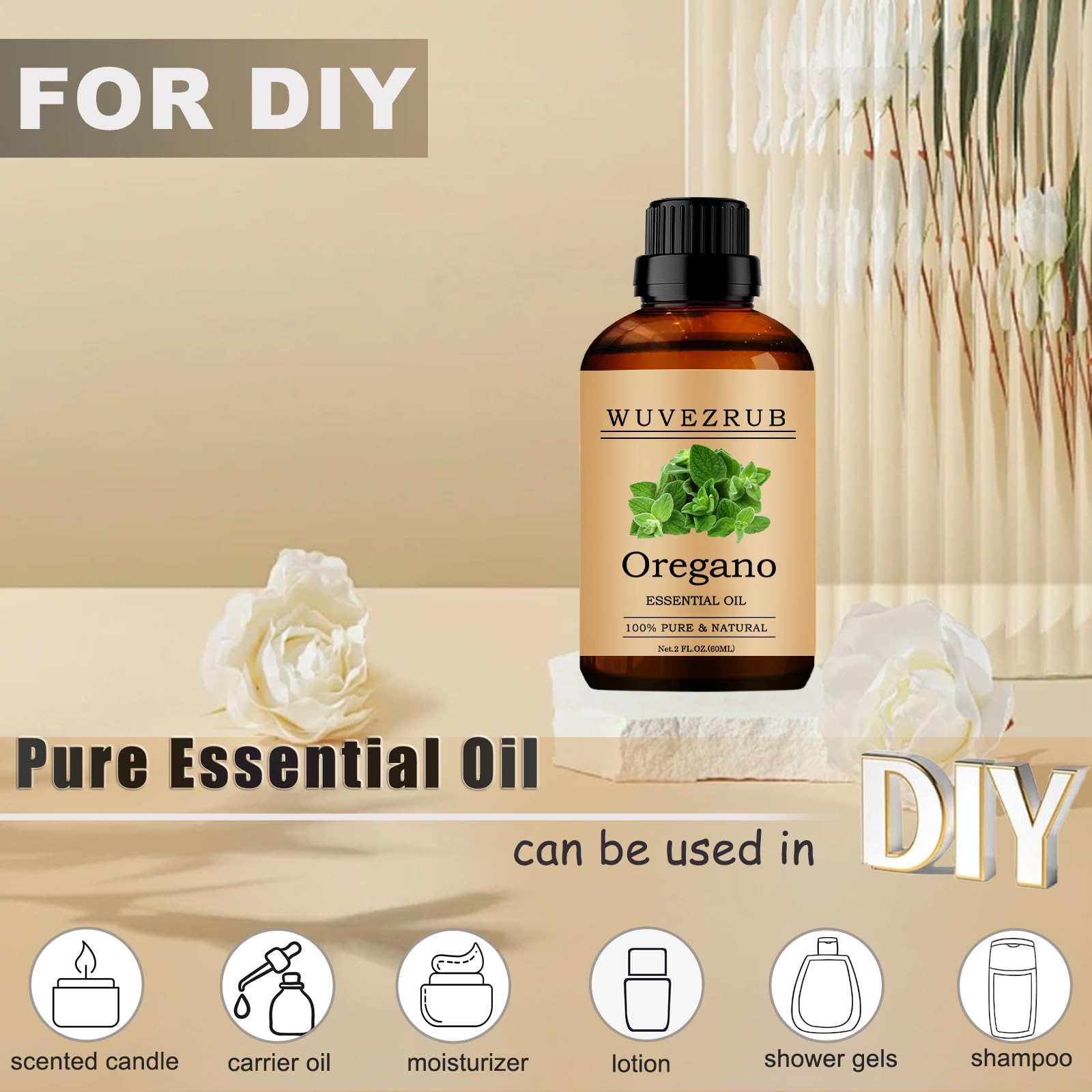 Oregano Essential Oils Organic 60ML — Pure & Natural Oregano Oil for Aromatherapy Diffuser | 2 Fl Oz