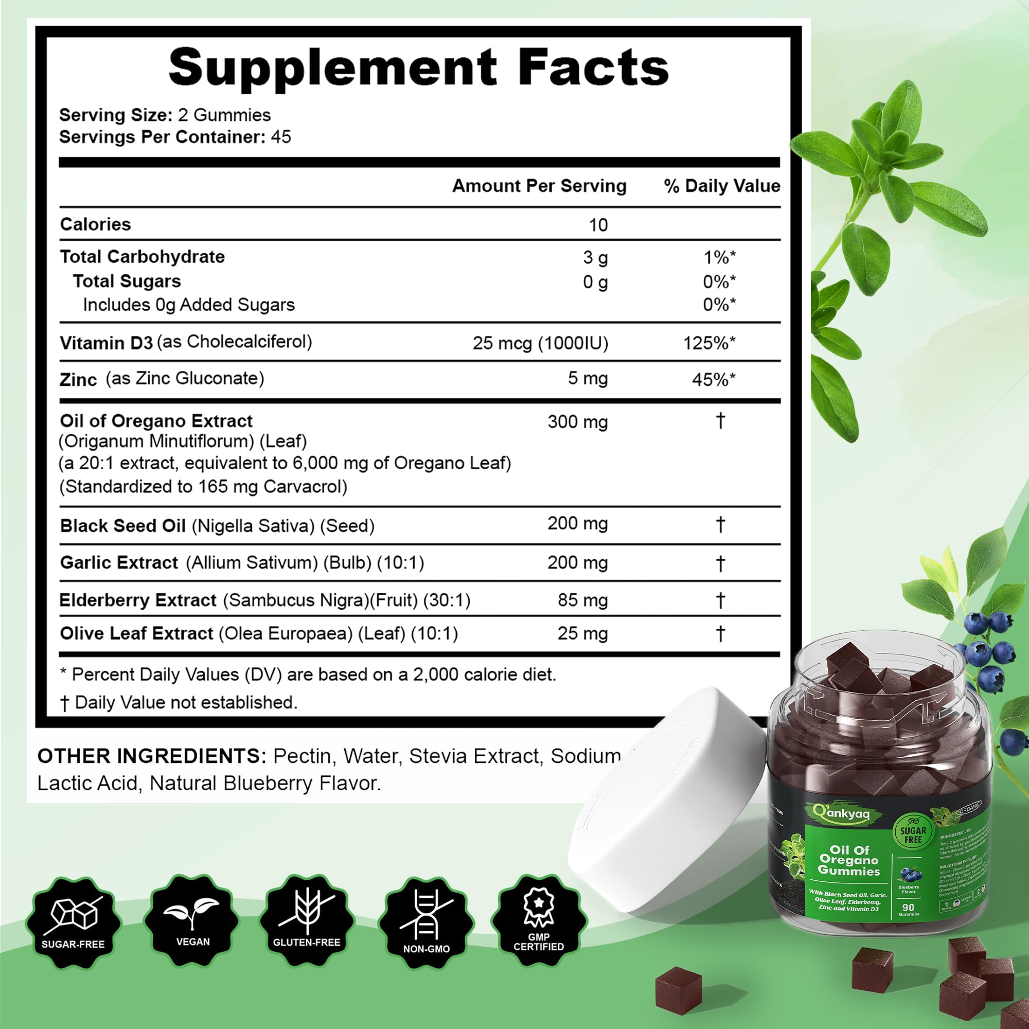 Oregano Oil Gummies with Black Seed – 6-in-1 Immune Support (Sugar-Free) | 90 Chewables