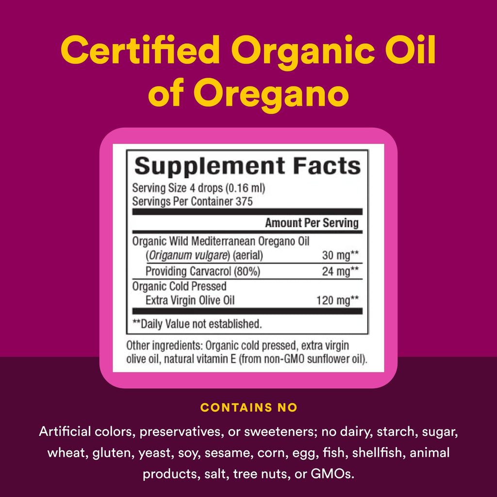 Natural Factors Oil of Oregano - Liquid Antioxidant & Immune Support | 2 fl oz (375 Servings)