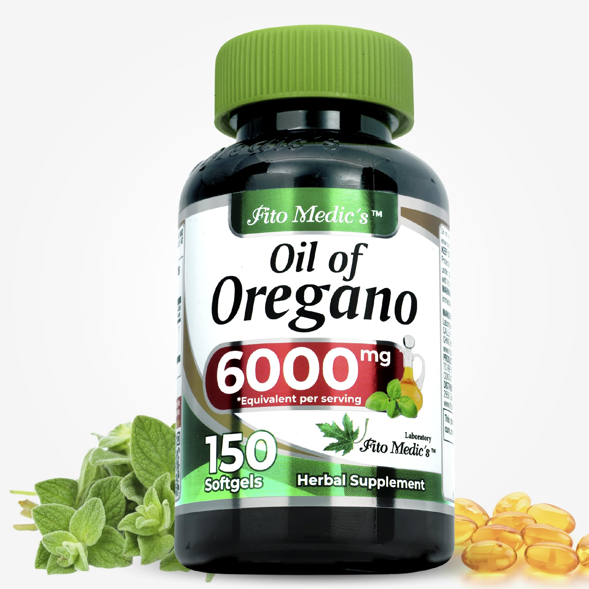 FITO MEDIC'S Oil of Oregano Capsules – High-Absorption Oregano Oil Softgels (150 Count)