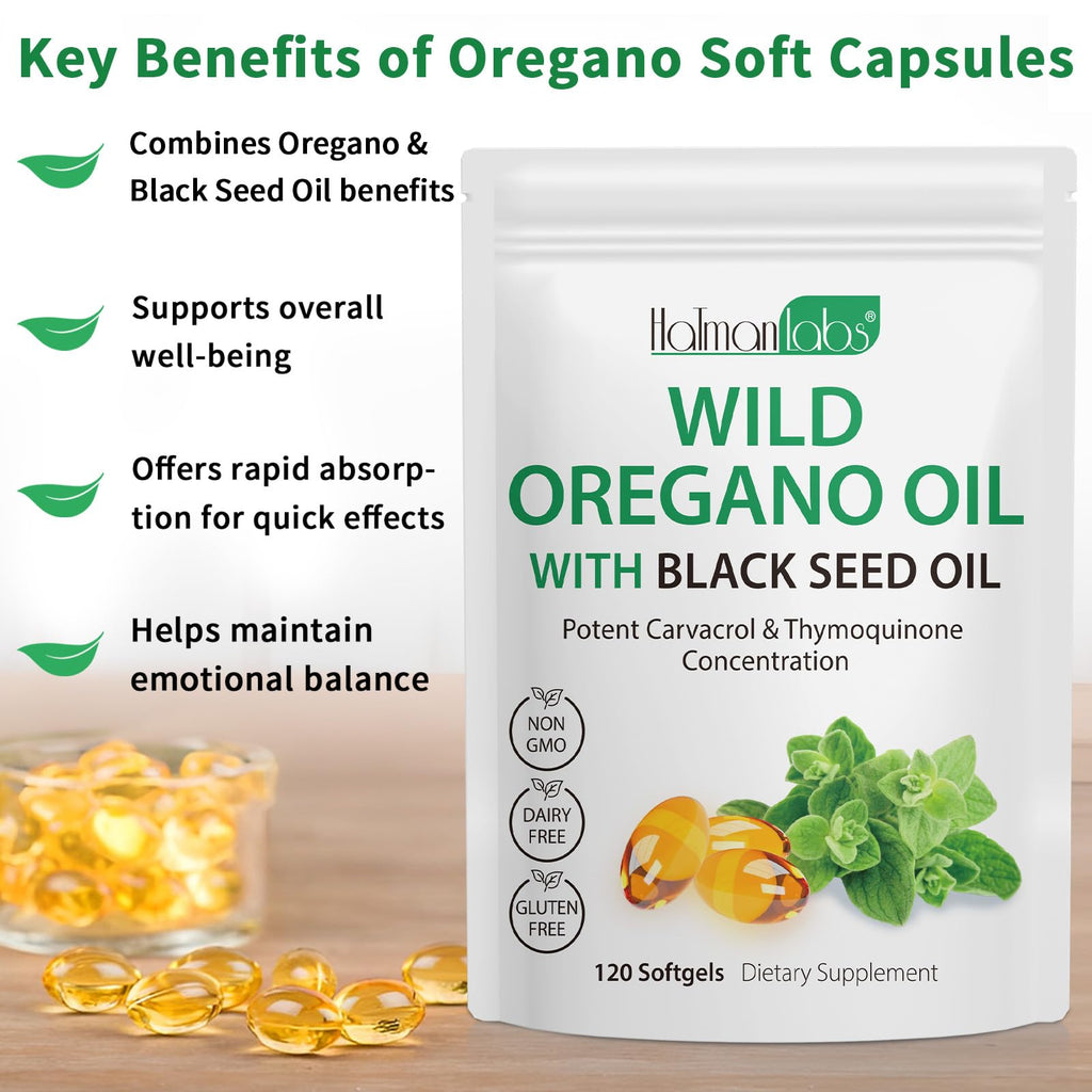 Oil of Oregano Softgels with Black Seed Oil – Immune Support, 120 Softgels