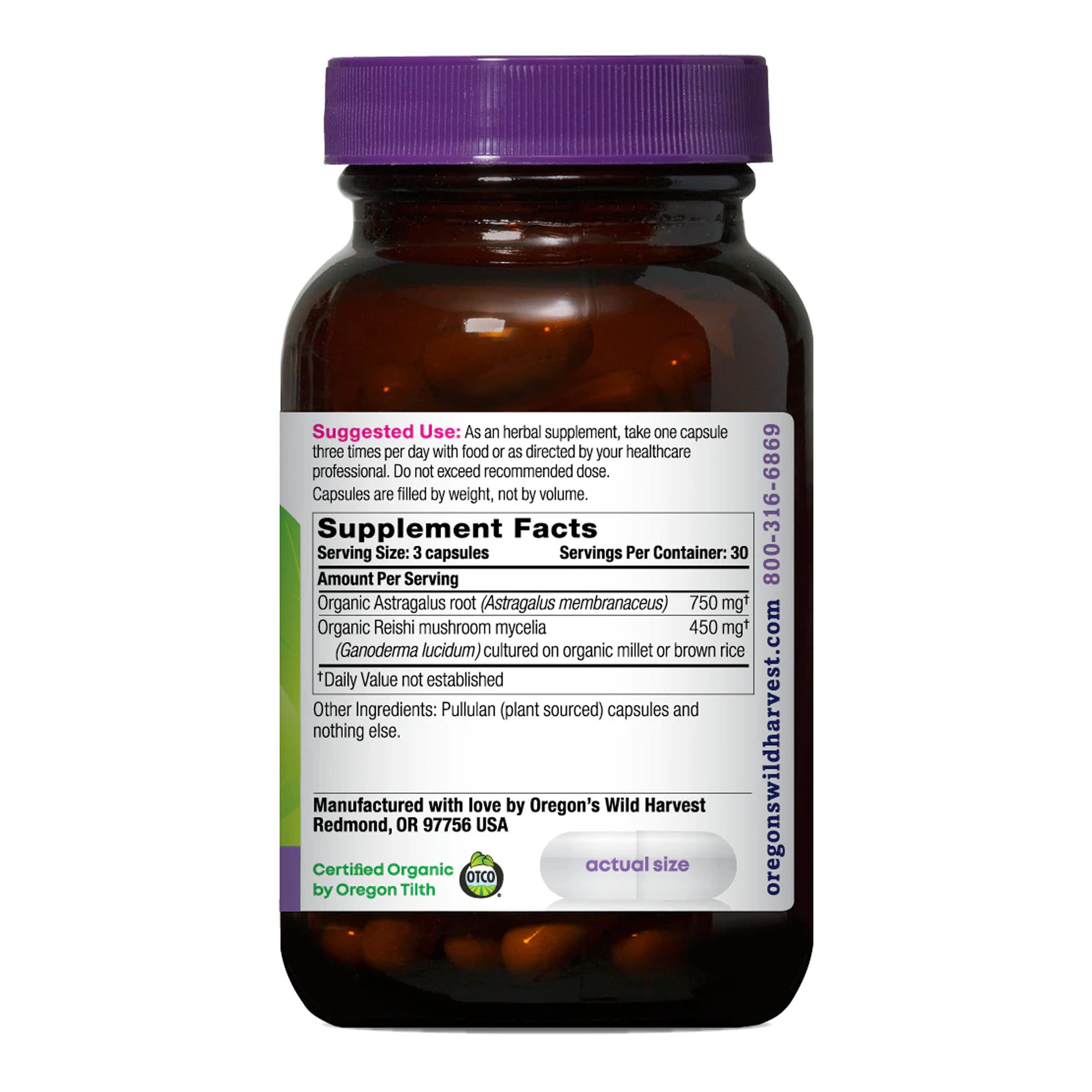 Astragalus Reishi Organic Herbal Supplement 90 Count | Oregon's Wild Harvest