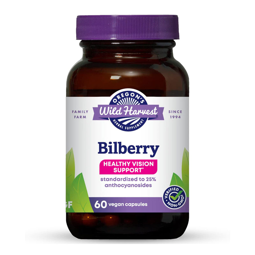 Oregon's Wild Harvest Bilberry Herbal Supplement – Vegan Capsules, 880 mg, 60 Count