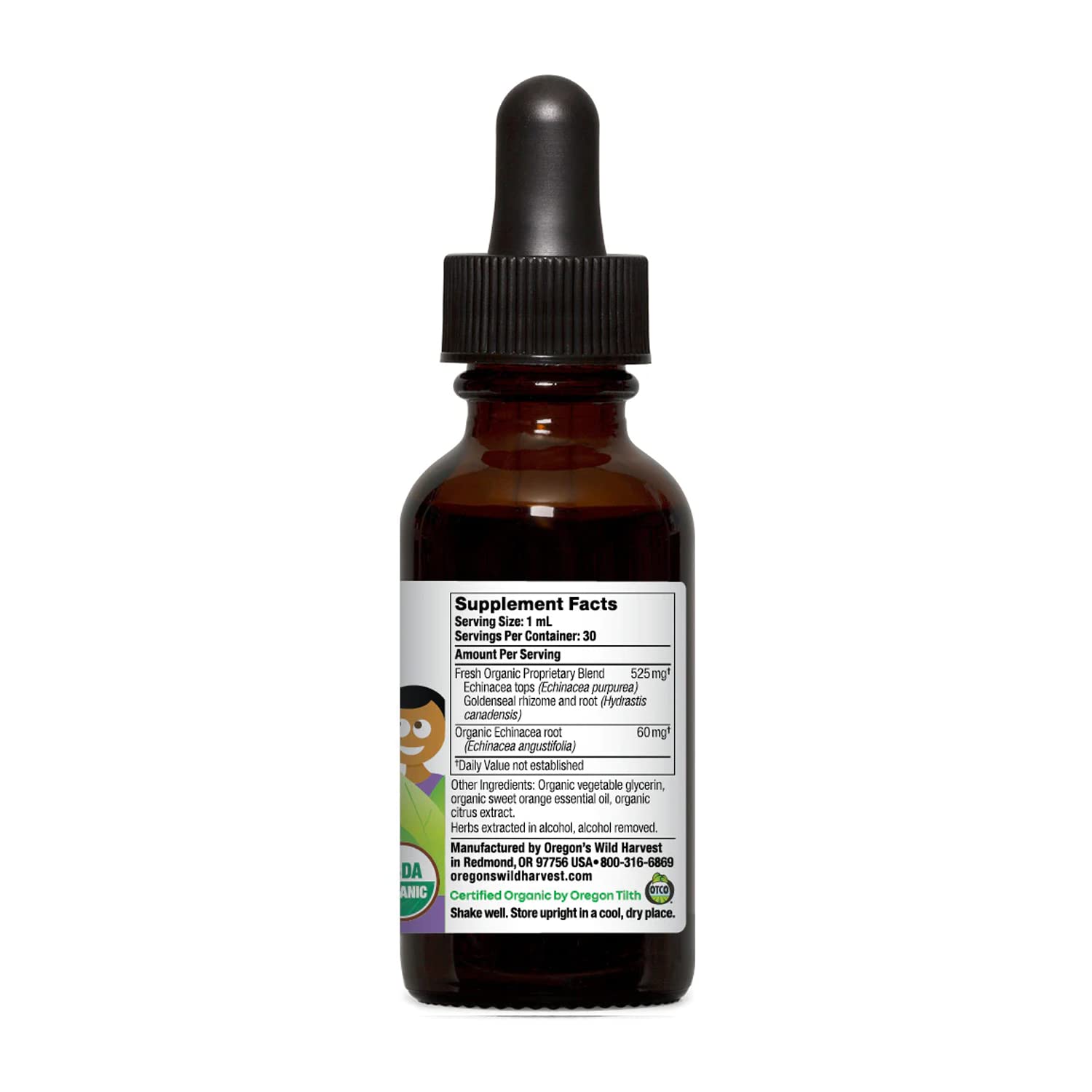 Oregon's Wild Harvest Children's Echinacea Goldenseal Orange Organic Herbal Supplement - 1 fl oz