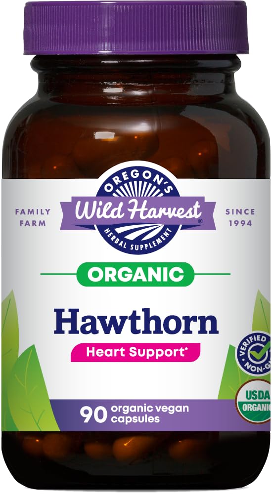 Oregon's Wild Harvest Organic Hawthorn Capsules 1200 mg – 90 Count