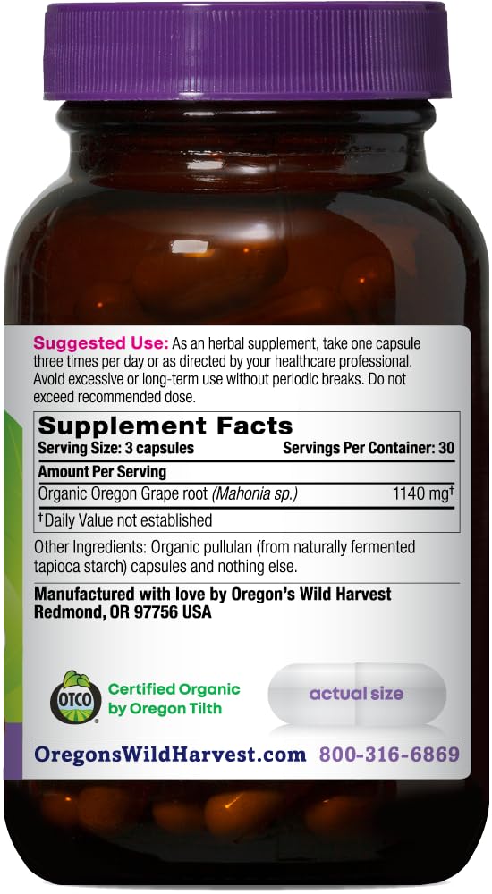 Organic Oregon Grape Berberine Supplement 1140 mg – 90 Count | Oregon's Wild Harvest