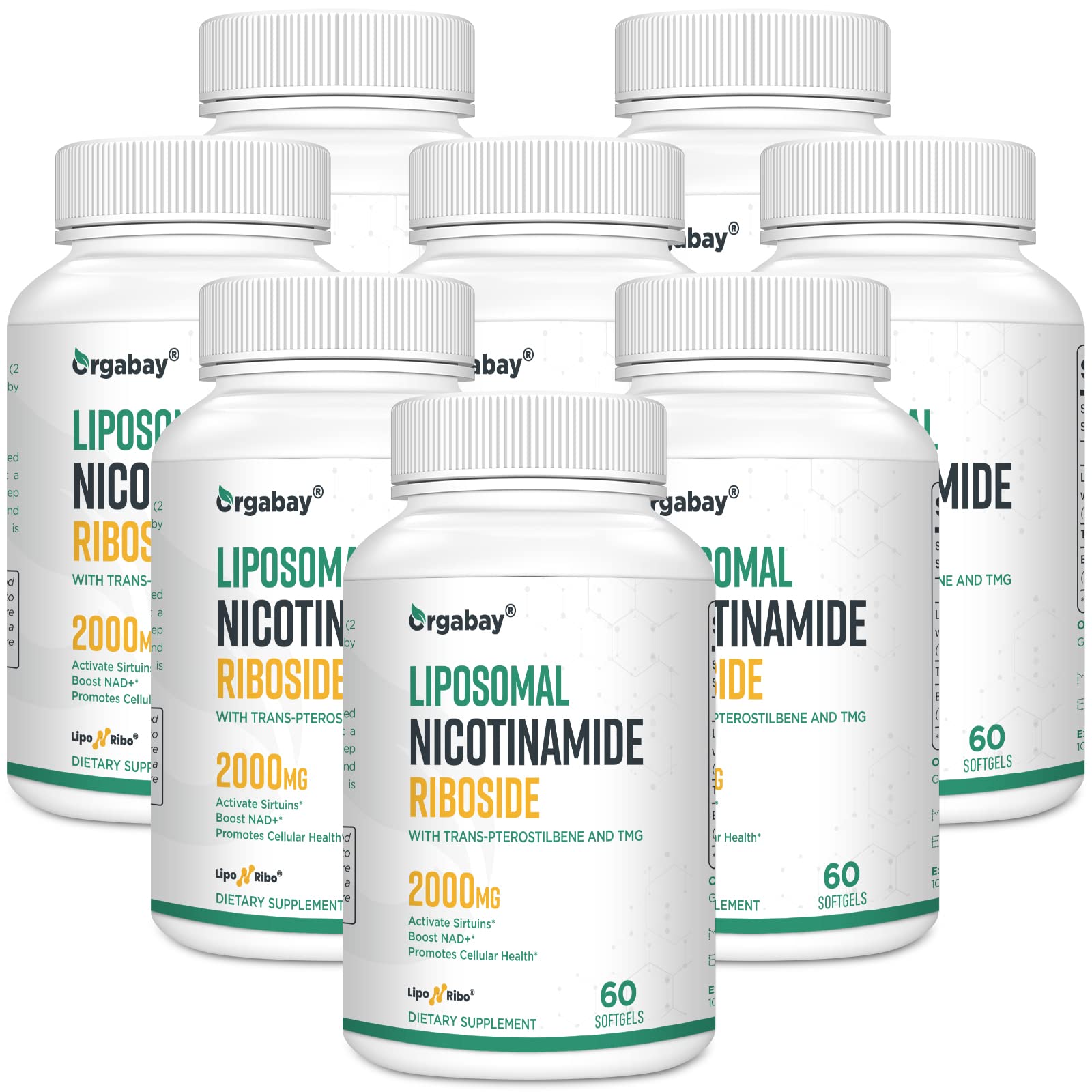Orgabay Liposomal Nicotinamide Riboside 2000 MG with TMG and Pterostilbene – NAD+ Support for Healthy Aging (480 Softgels)