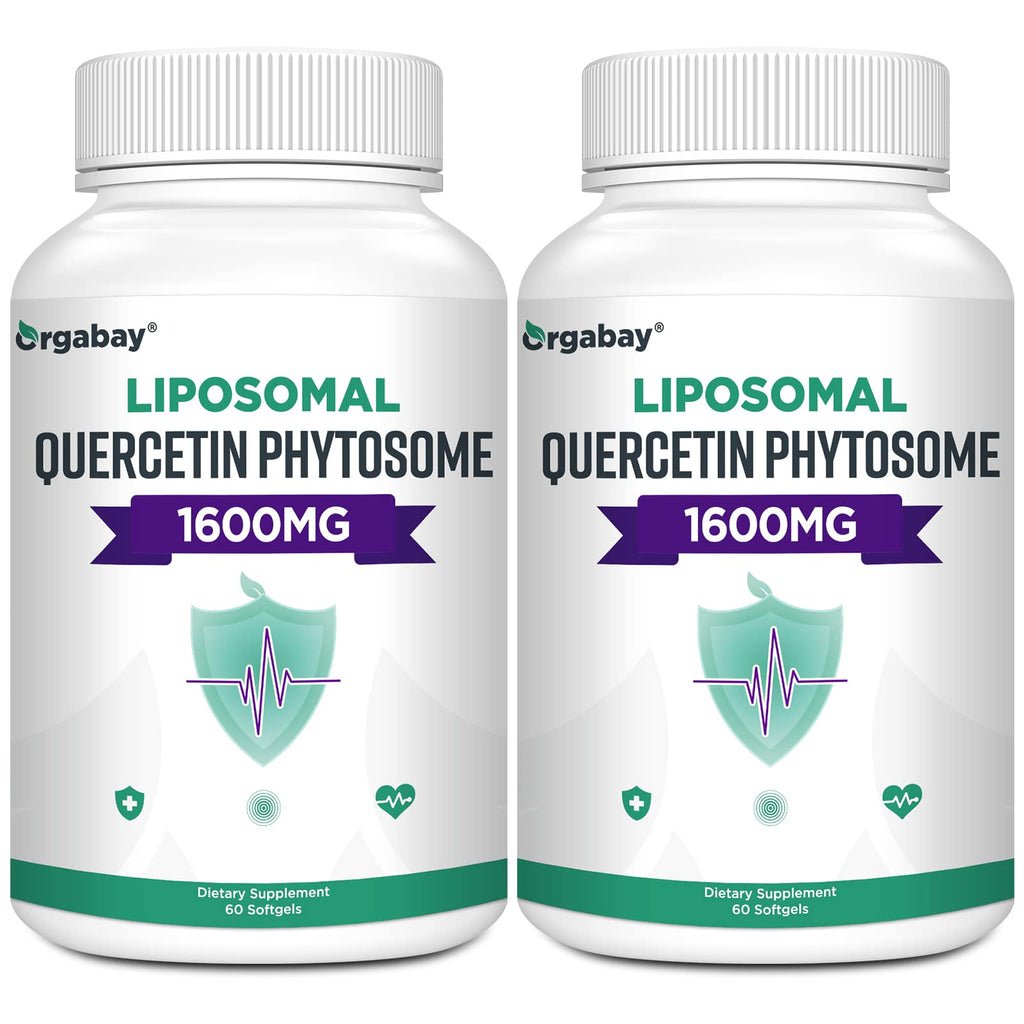 Orgabay Liposomal Quercetin Phytosome 1600 mg – Bromelain 200 mg, Zinc 30 mg, Vitamin C, Turmeric 40 mg | 120 Softgels