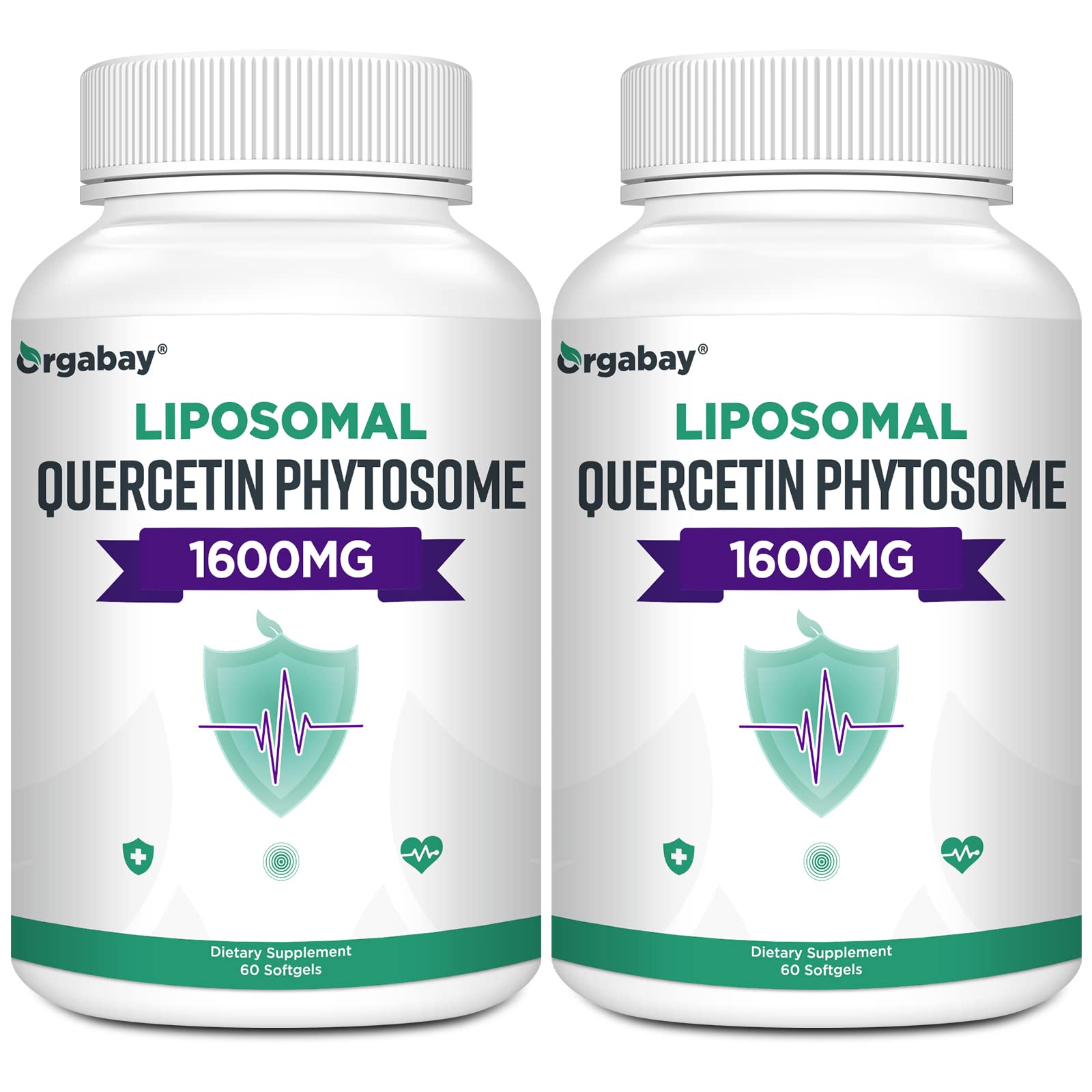 Orgabay Liposomal Quercetin Phytosome 1600 mg – Bromelain 200 mg, Zinc 30 mg, Vitamin C, Turmeric 40 mg | 120 Softgels