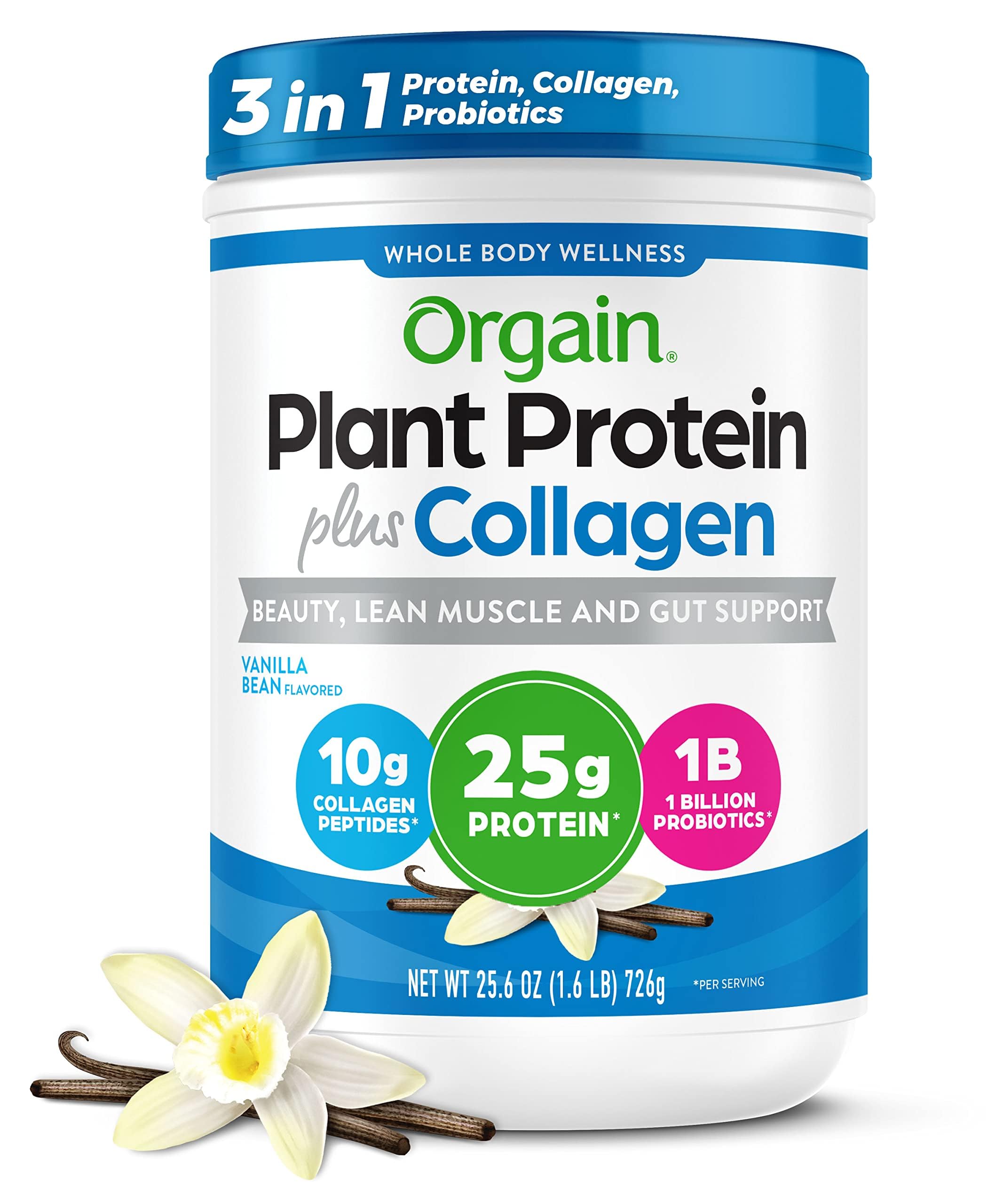 Orgain Protein Powder + Collagen, Vanilla Bean — 25g Protein, 10g Collagen, 1B Probiotics, Gluten Free