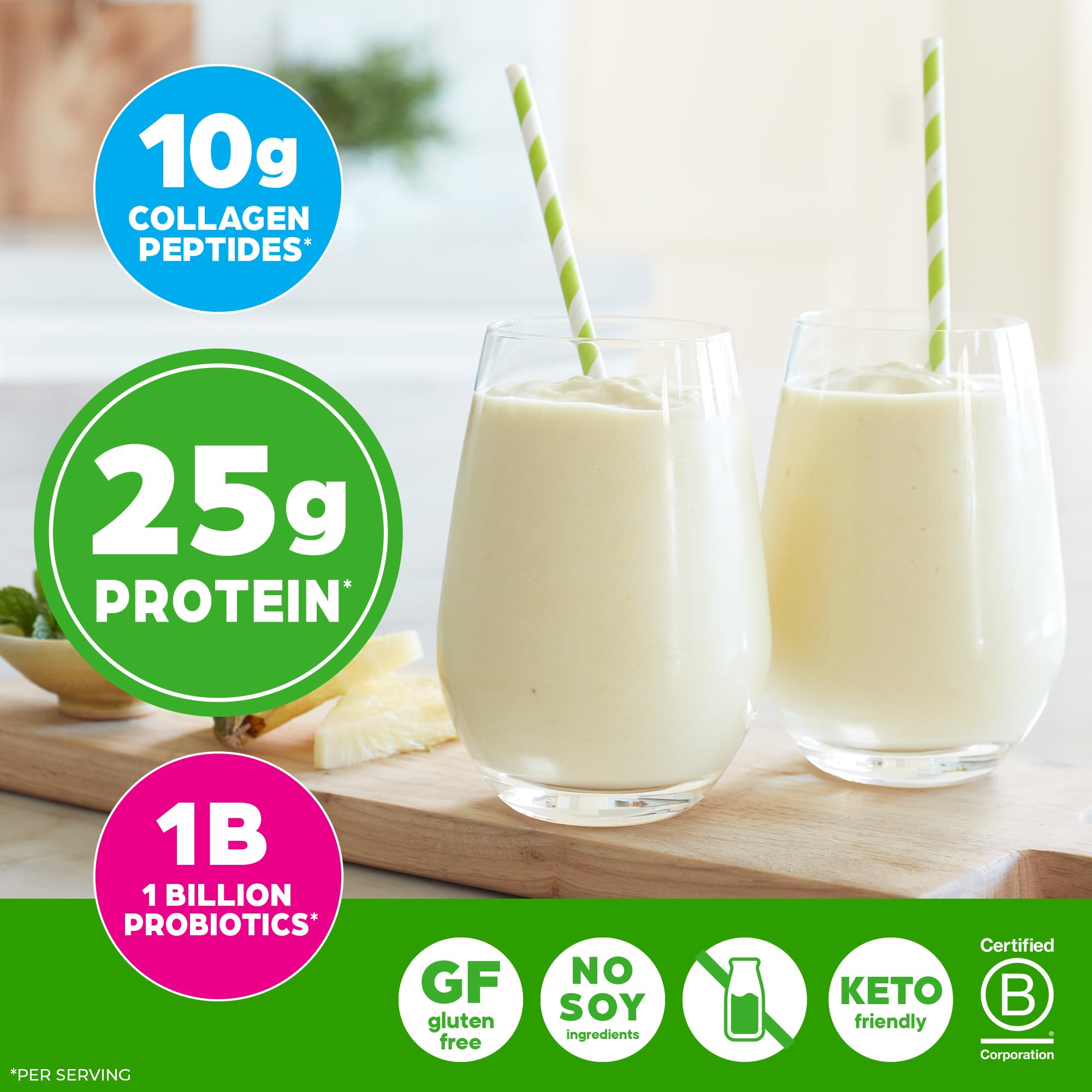 Orgain Protein Powder + Collagen, Vanilla Bean — 25g Protein, 10g Collagen, 1B Probiotics, Gluten Free