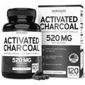 Organic Activated Charcoal Pills – 120 Capsules, 520mg per Serving – USA Made