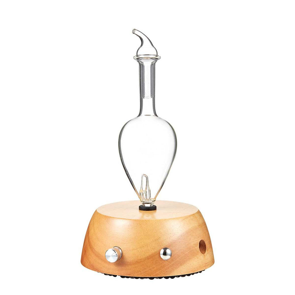 Organic Aromas Elegance Glass Nebulizer Diffuser – Waterless, BPA Free, Auto-Off (Lightwood)
