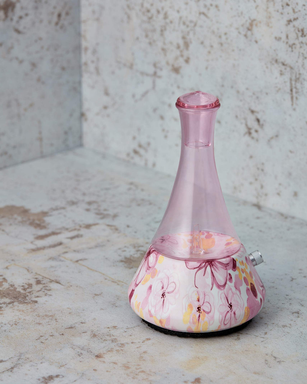 Organic Aromas Opulence Nebulizing Diffuser – Pink Floral Ceramic Base, No Heat, No Water, No Plastic