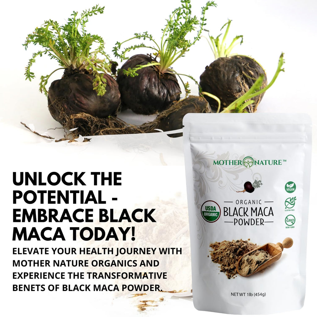 Organic Black Maca Root Powder (16 oz) – USDA Organic, Non-GMO, Vegan