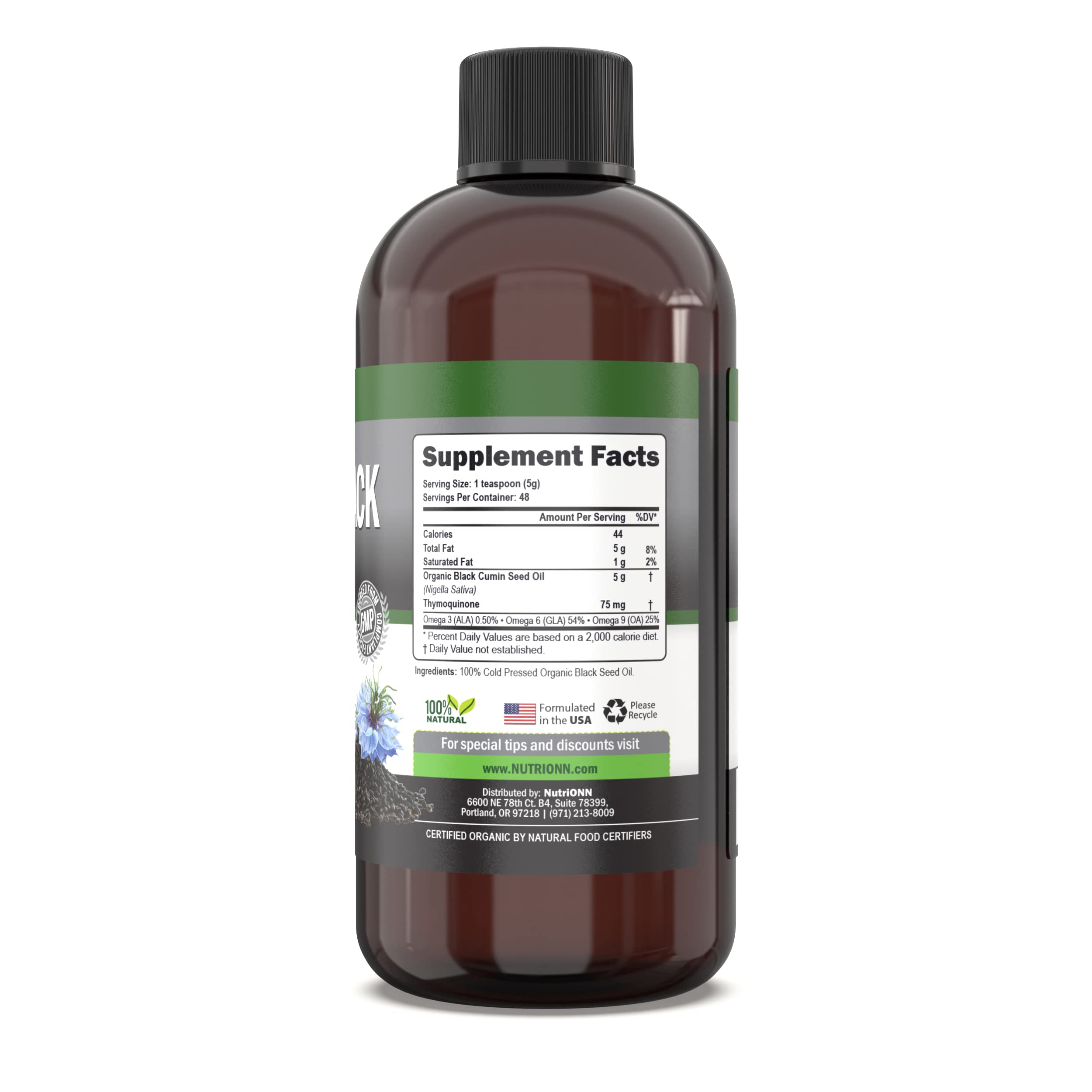 Organic Black Seed Oil – USDA Organic, Thymoquinone Rich, Cold-Pressed (8 oz)