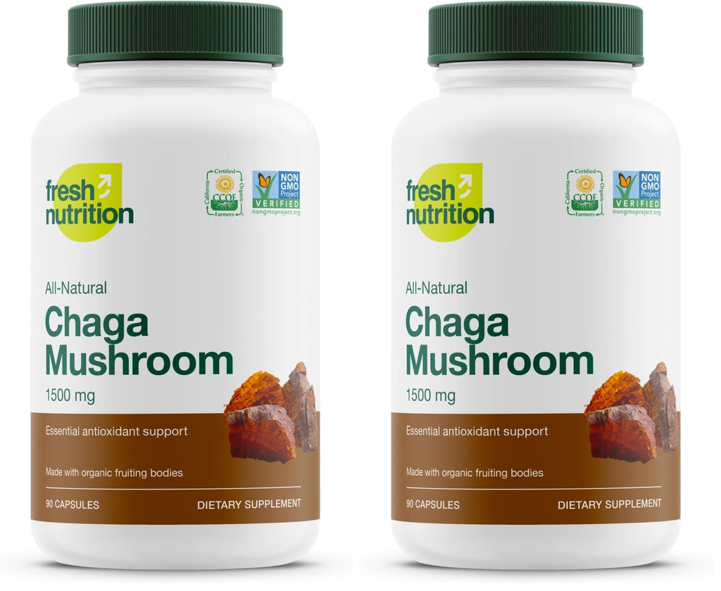 Organic Chaga Mushrooms – DNA Verified 1500mg per Serving – Non-GMO, Gluten & Soy Free, Vegan (Pack of 2)