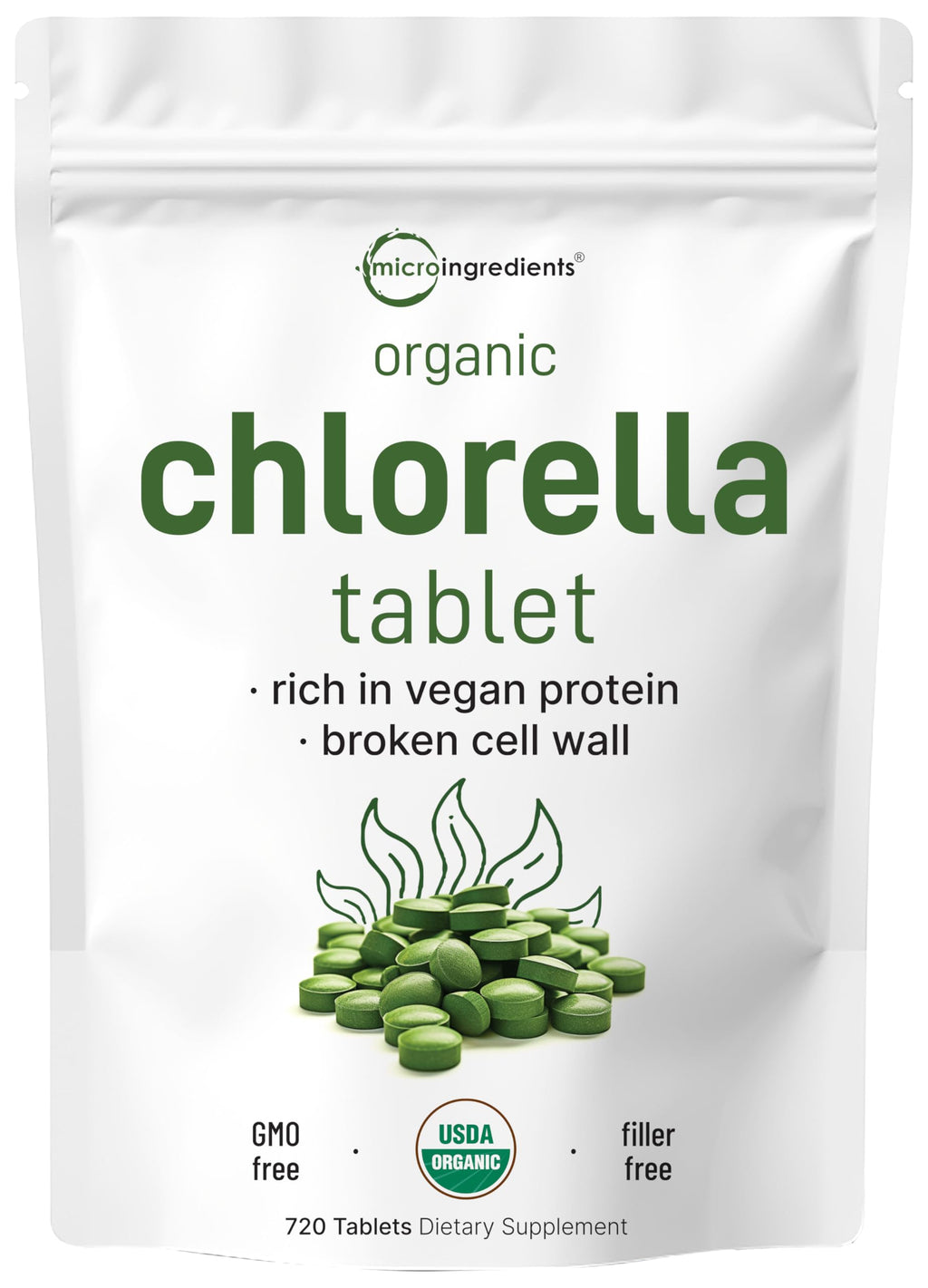 Organic Chlorella Tablets 500mg | 720 Tabs (360g) | Broken Cell Wall | Non-GMO
