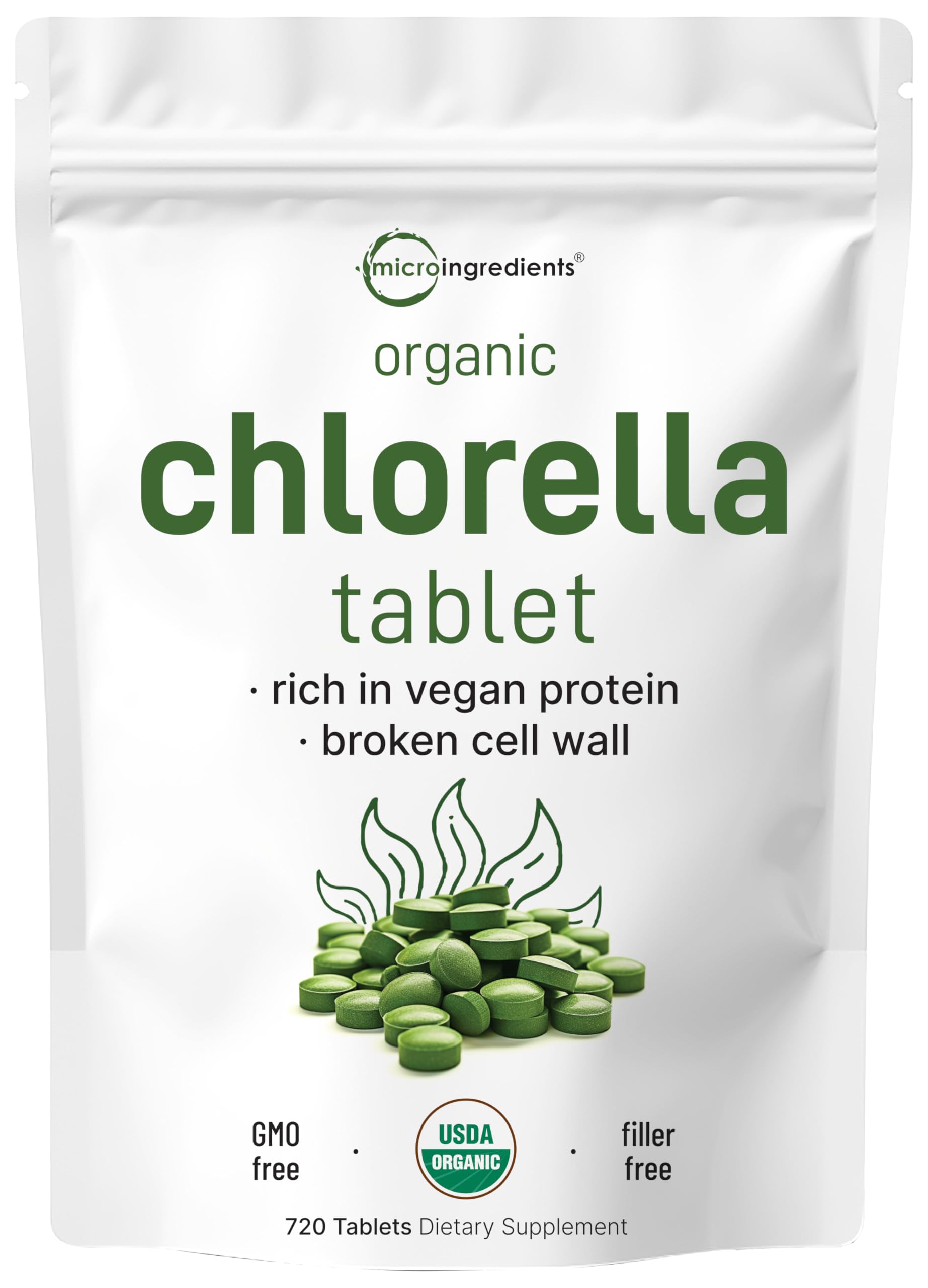 Organic Chlorella Tablets 500mg | 720 Tabs (360g) | Broken Cell Wall | Non-GMO