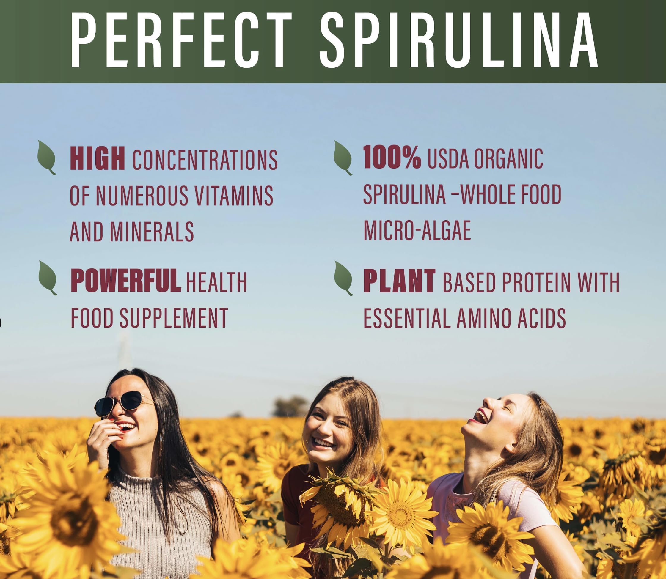 Perfect Spirulina – Organic 120 Veggie Capsules | Whole Food Micro Algae | Immune Support