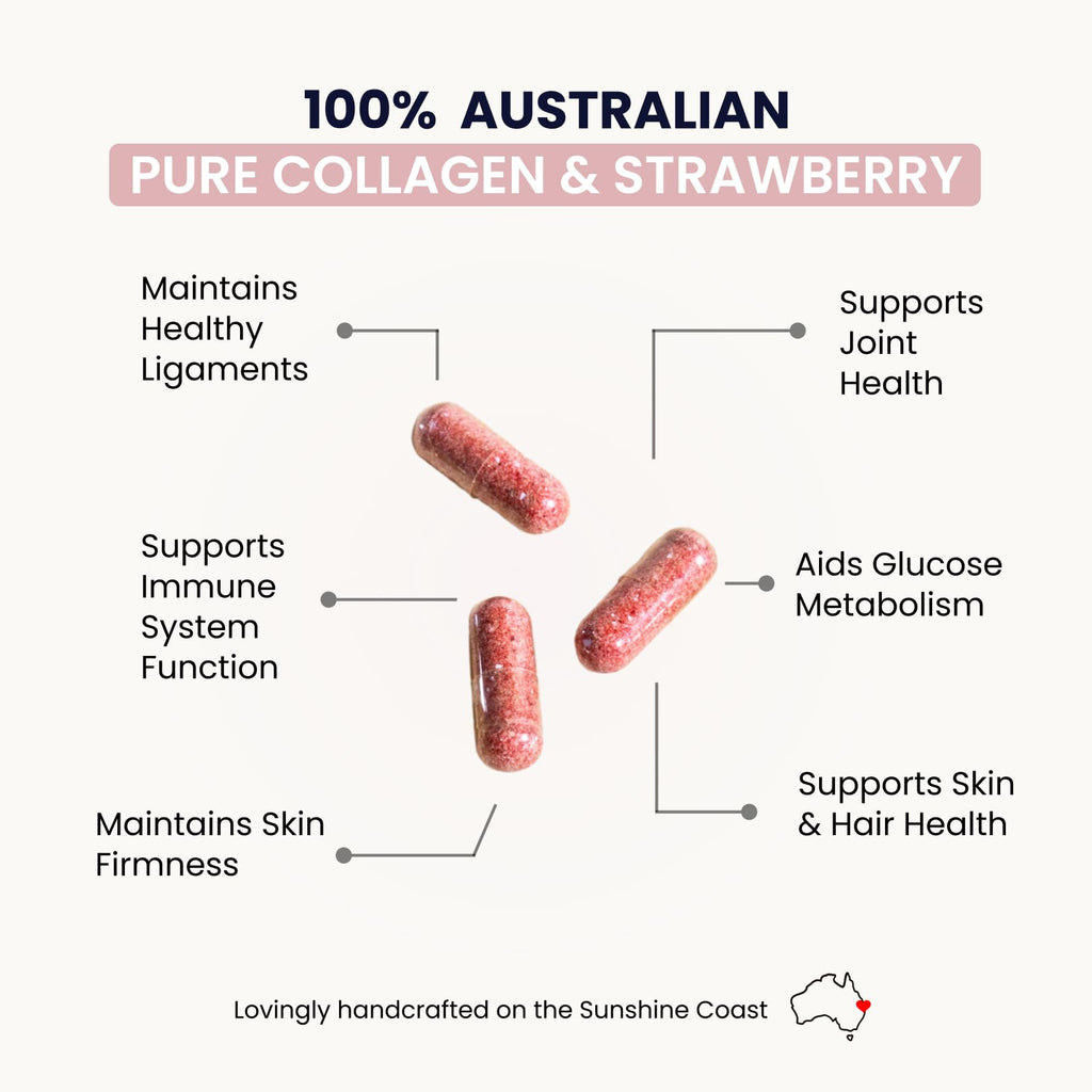 Organic Collagen Australia – Beauty Brilliance Strawberry Capsules, 120 Count