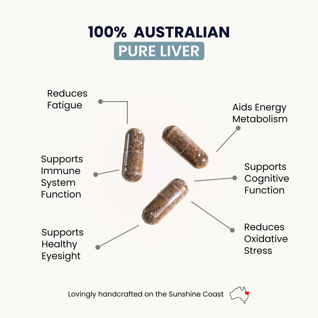 Organic Collagen Australia Pure Liver Capsules – Grass-Fed & Pasture-Raised, B12 Energy & Immune Support (120 Capsules)