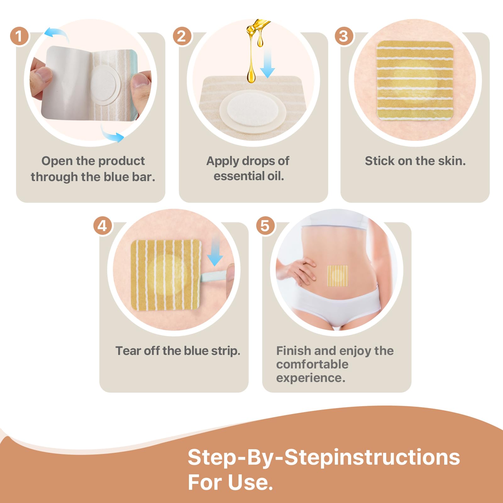 50PCS Silicone Castor Oil Belly Button Patches – Nonwoven Film, Organic Cotton, Disposable Pack