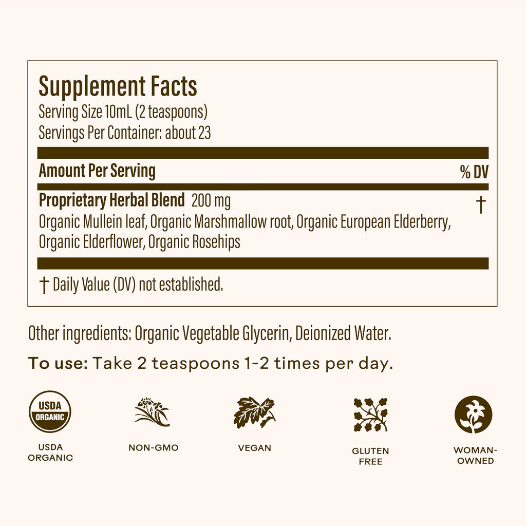 Wooden Spoon Herbs Elderberry Syrup – USDA Organic Lung & Immune Support | 8 fl oz