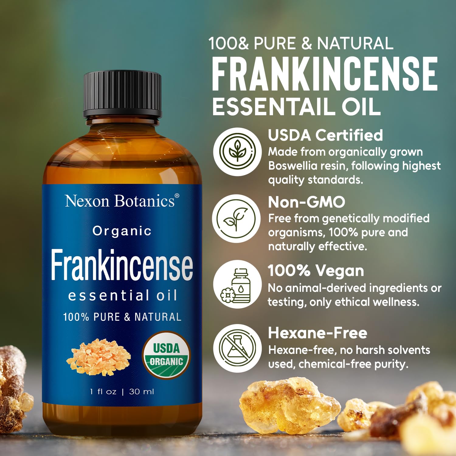 Organic Frankincense Essential Oil 30 ml | Nexon Botanics - Pure & Natural