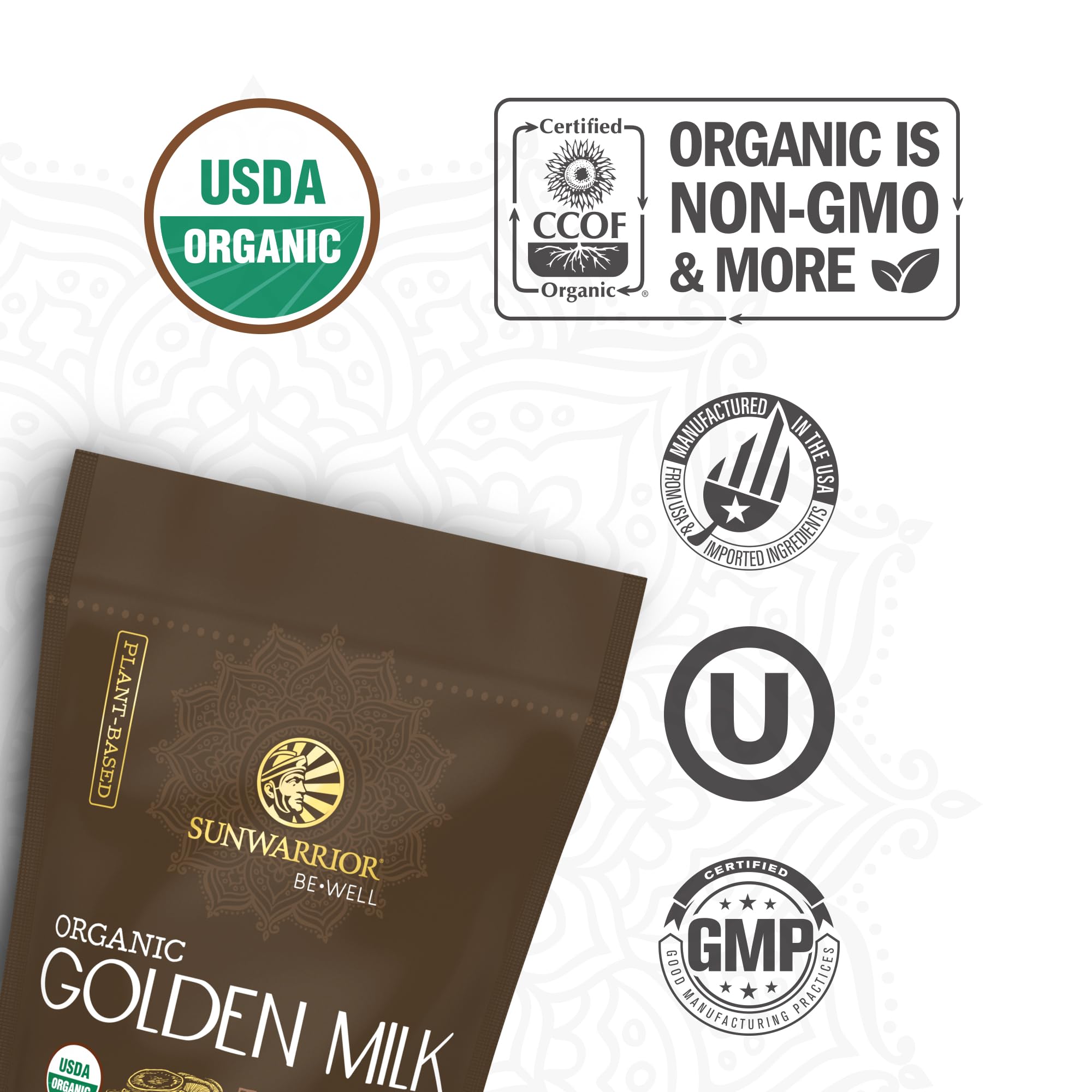 Organic Golden Milk Powder Ashwaghanda Turmeric Curcumin 90g pouch (30 srv)