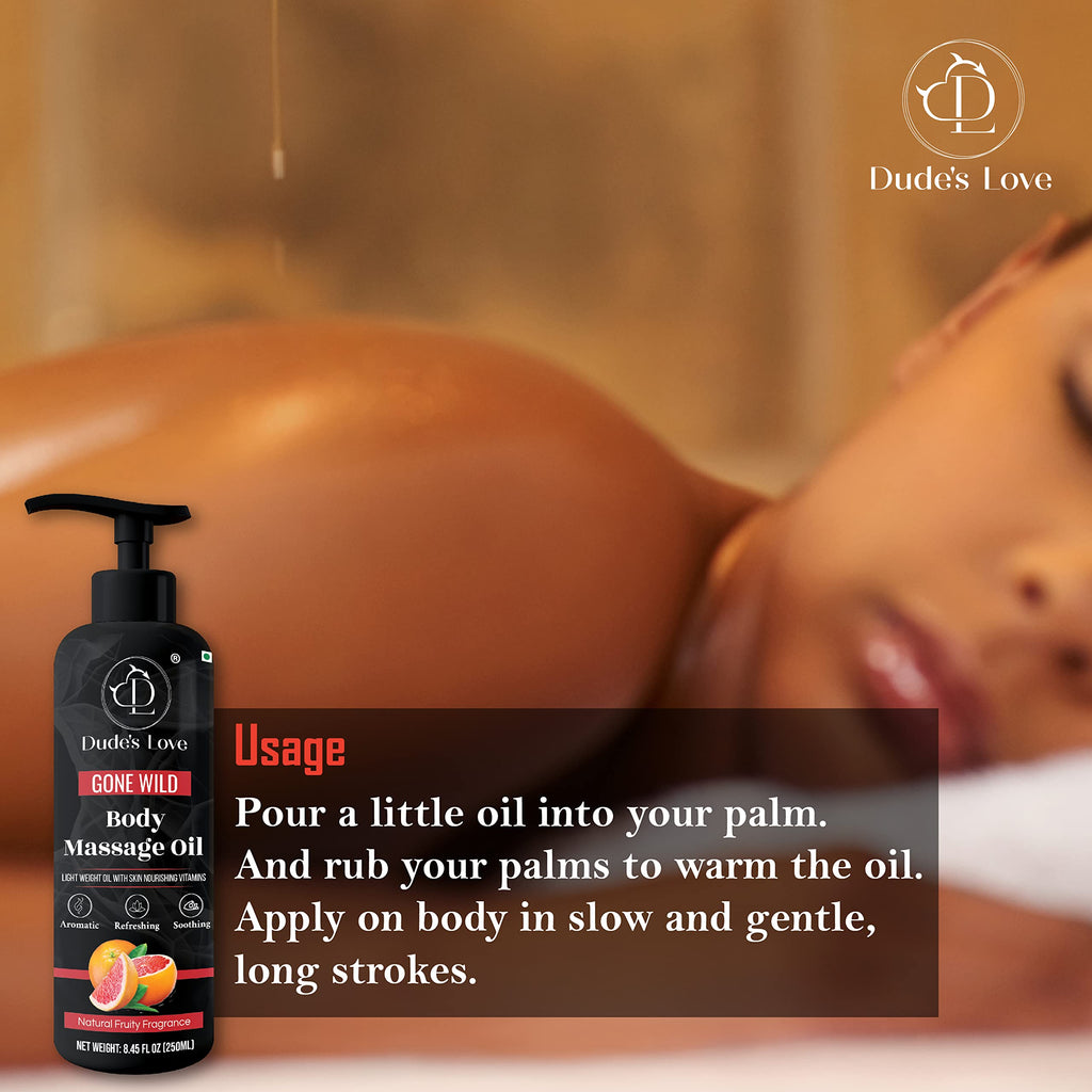 Organic Grapefruit Full Edible Body Massage Oil – Refreshing, Calming, 8.45 Fl Oz | No Stain & Non-Sticky