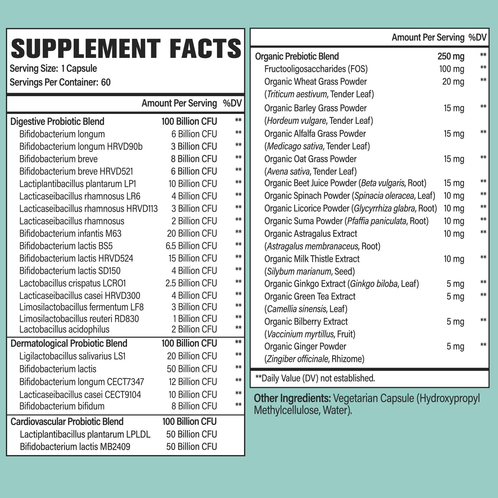 Probiotics for Women and Men - 300 Billion CFU, 24 Strains, 15 Organic Herbs + Prebiotics - Shelf-Stable Gut Health Supplement (8 Month Supply)