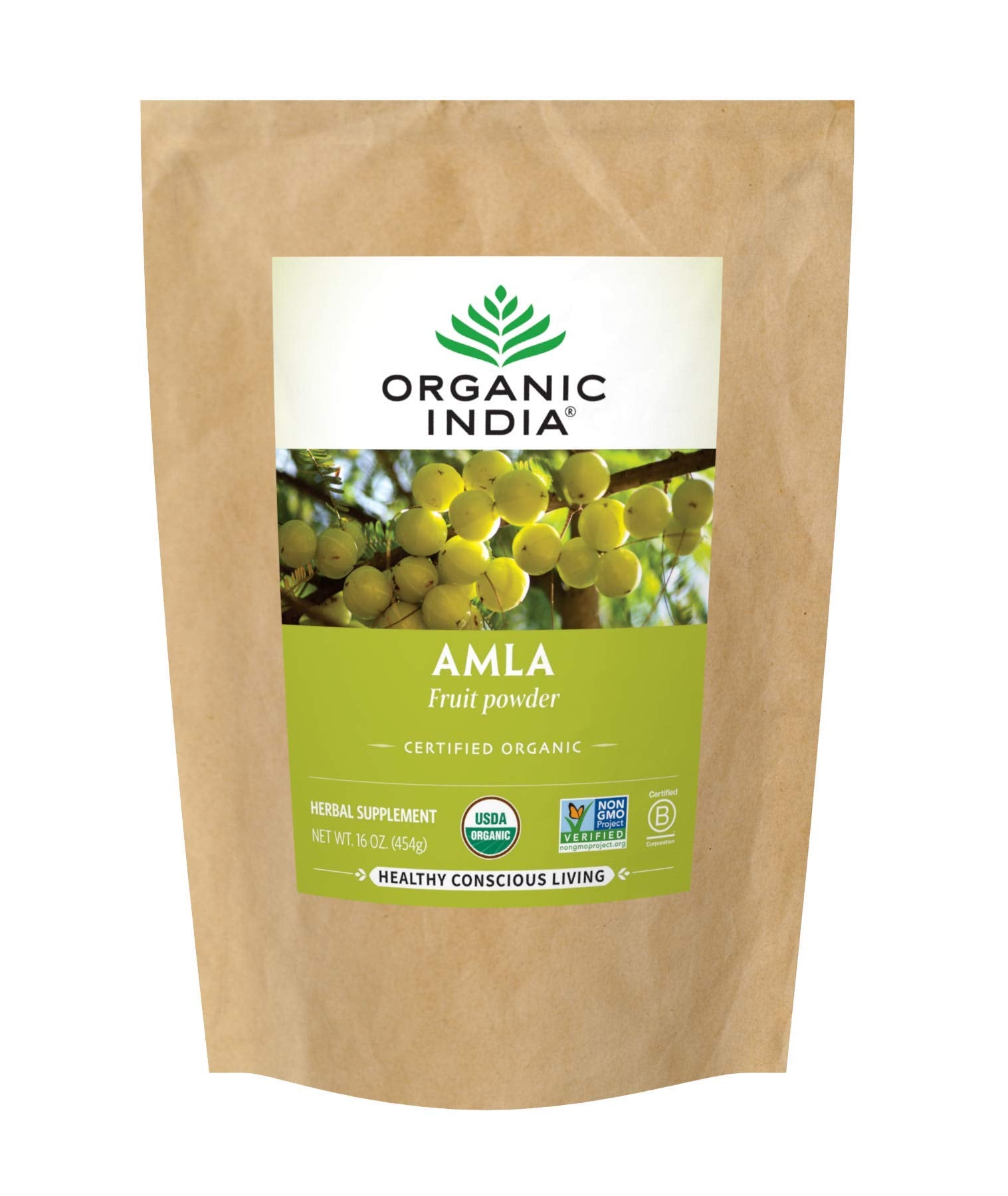 Organic India Amla Powder - Amalaki Indian Gooseberry for Immune Support, Vitamin C, Vegan Ayurvedic Superfood (1 lb)