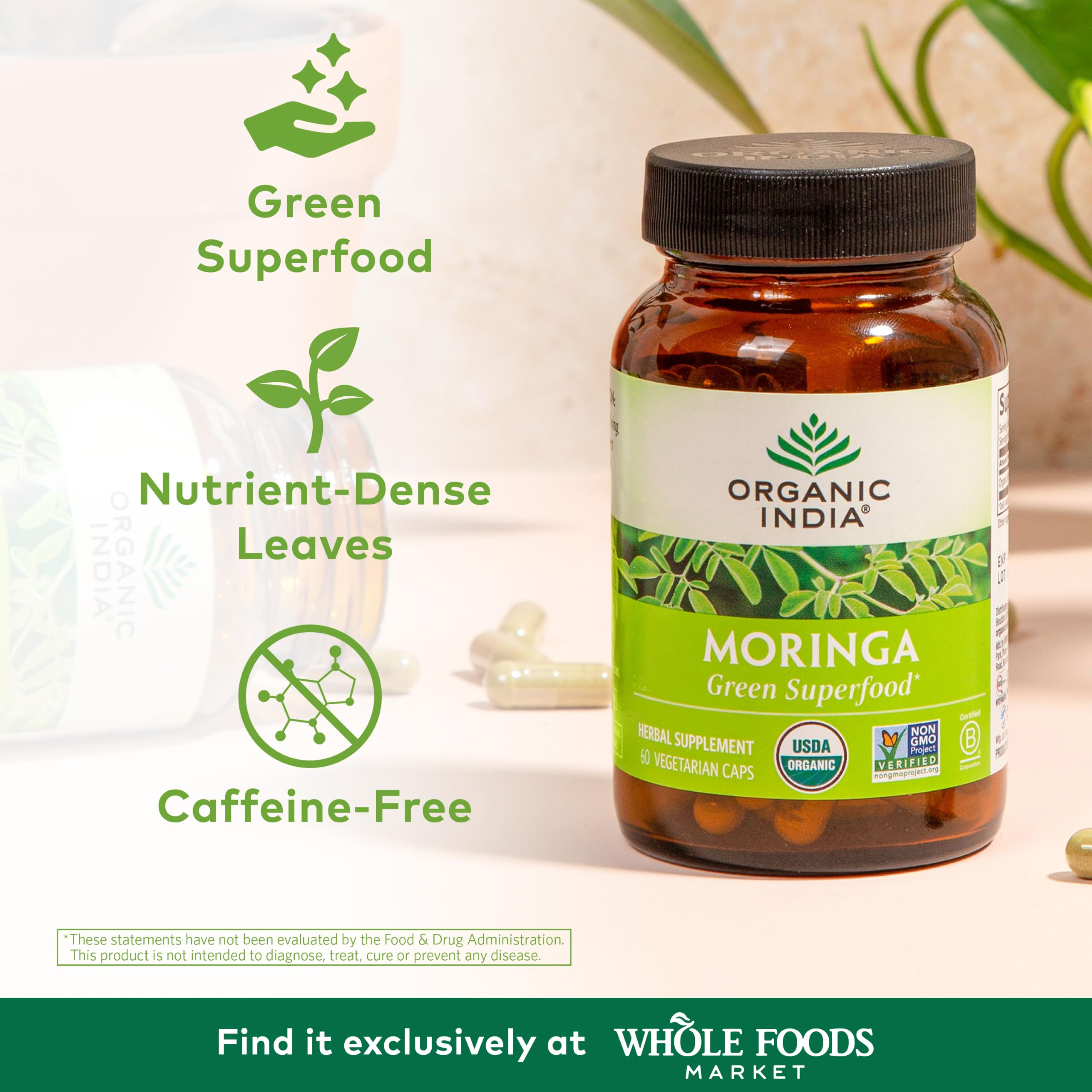 Organic India Moringa Capsules Organic – Moringa Leaf Veg Capsules