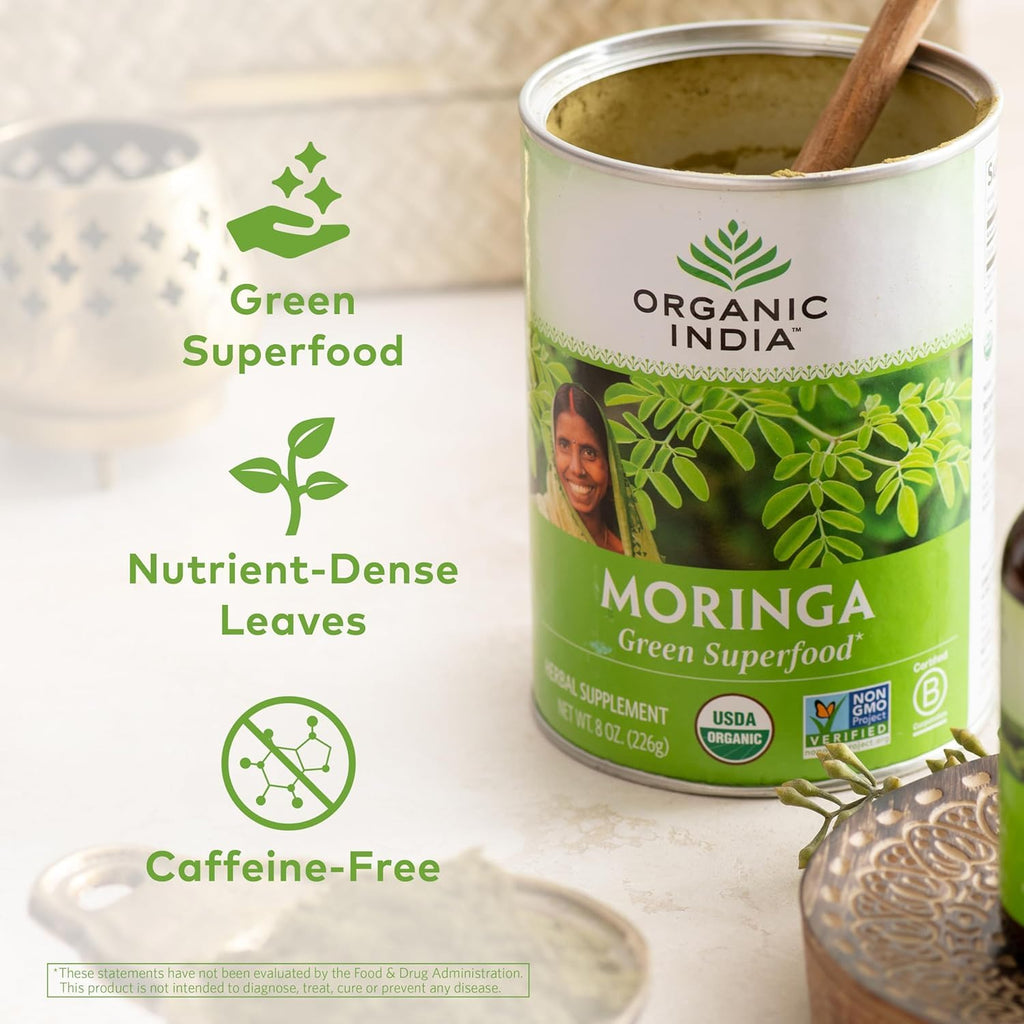 Organic India Moringa Powder – Moringa Oleifera Leaf Green Superfood, 2-Pack, USDA Organic