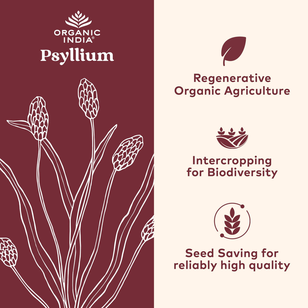 ORGANIC INDIA Psyllium Husk Capsules - Fiber Supplement | Vegan, Gluten-Free, USDA Organic