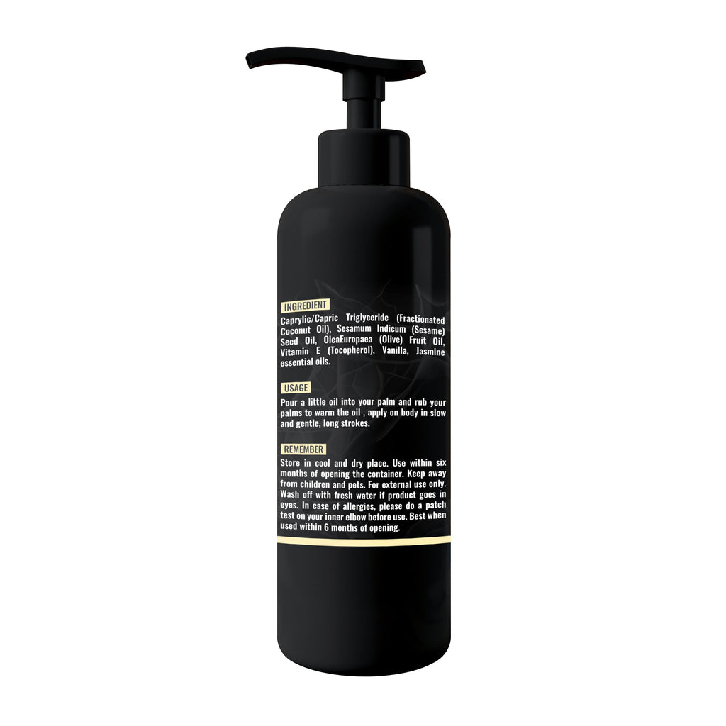 Organic - Vanilla Edible Full Body Massage Oil - No Stain & Non-Sticky | with Fractionated Coconut Oil, Vanilla & Jasmine Oil, Date Night | Massage Oil for Massage Therapy - 8.45 Fl Oz