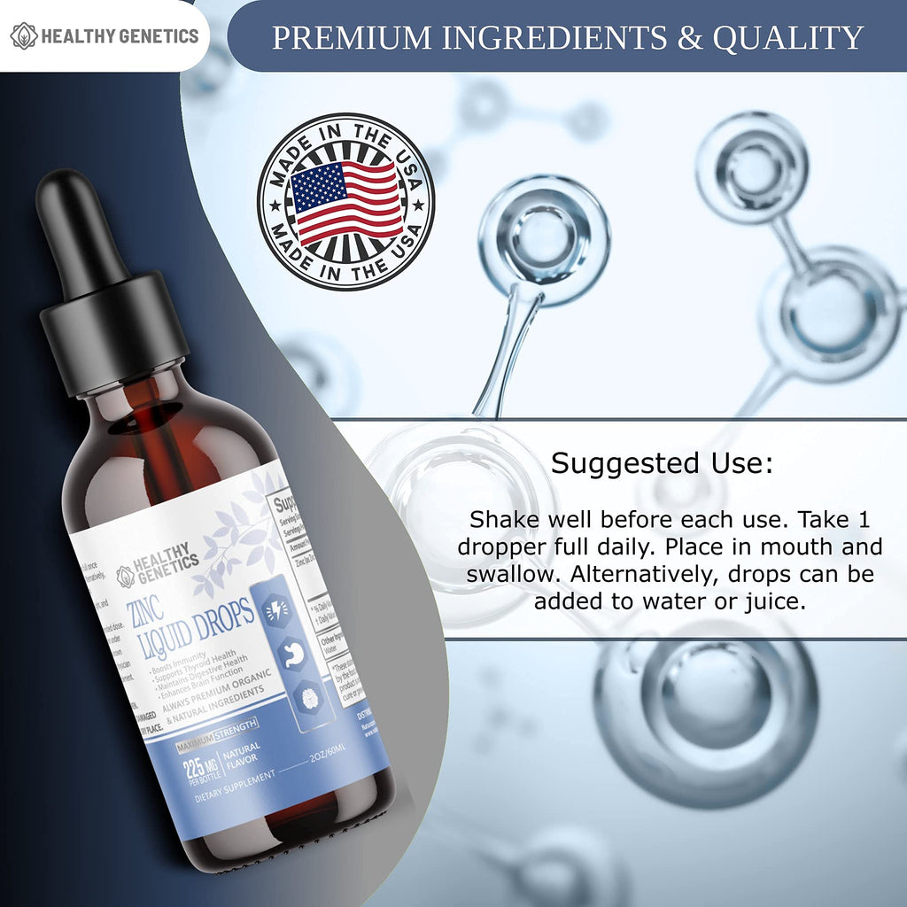 Liquid Zinc Drops for Kids, Men & Women | Organic Ionic Zinc Sulfate | Immunity, Mood & Brain Support | 30 Day Supply | 2 oz