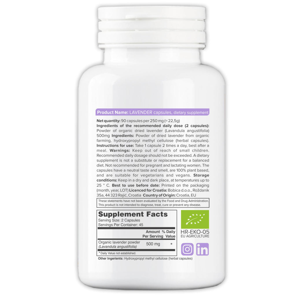 Organic Lavender Capsules - Relaxation & Calm | 90 Vegan Capsules | Non-GMO & Gluten-Free