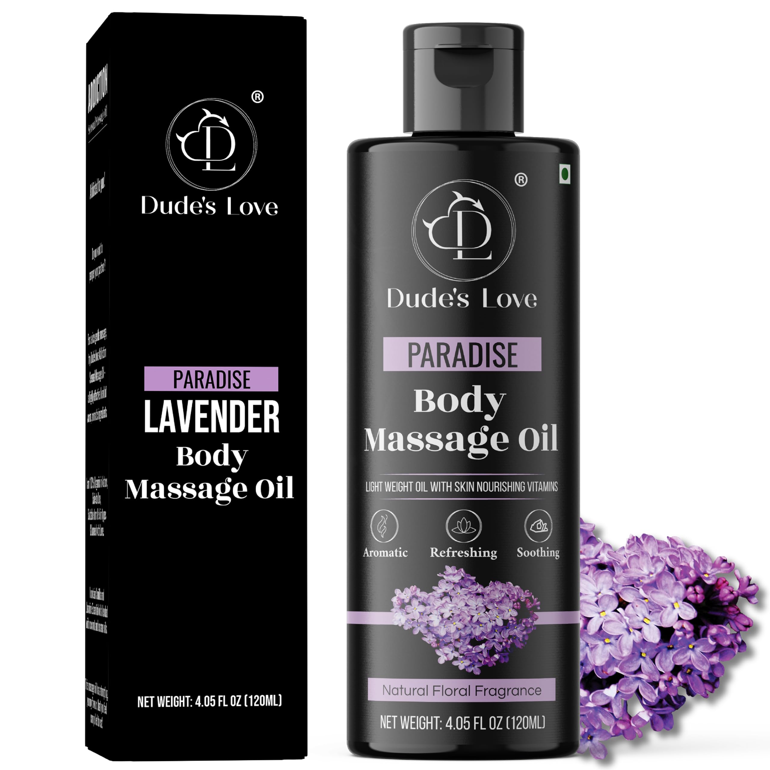 Organic Lavender Floral Edible Full Body Massage Oil - Relaxing, Calming | No Stain & Non-Sticky | 4.05 Fl Oz