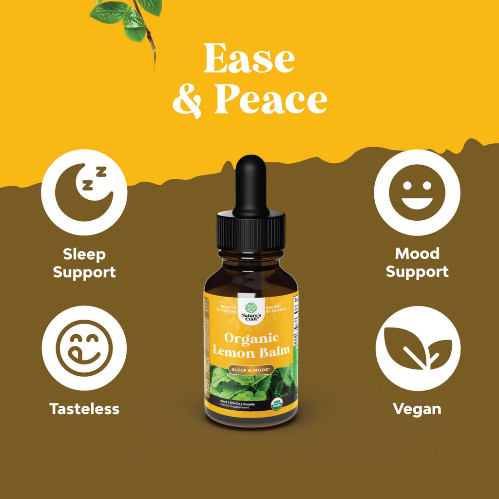 Organic Lemon Balm Leaf Liquid Extract for Immune Support - Lemon Balm Tincture for Mood & Relaxation Support - Organic Tincture Leaf Drops for Adults & Kids Dietary Supplement - 2OZ - 120 Day Supply