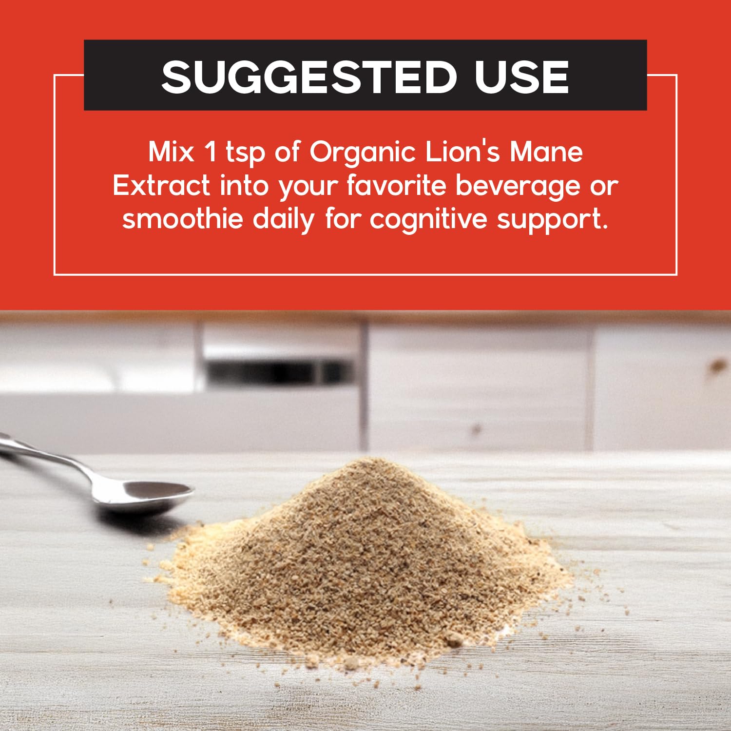 Organic Lion’s Mane Mushroom Powder – Focus & Memory Support (2.12oz)